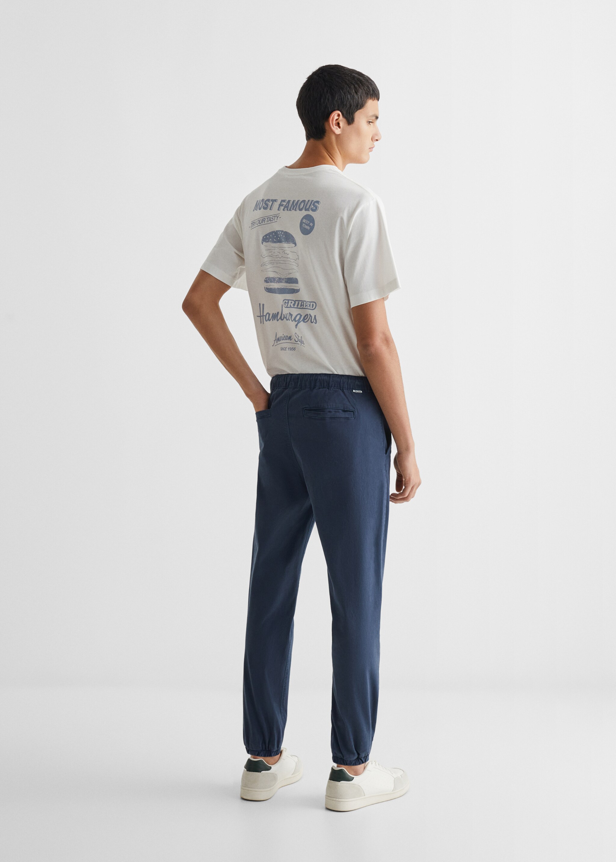 Cotton jogger-style trousers - Reverse of the article, Navy. Ref: 67000666-00.