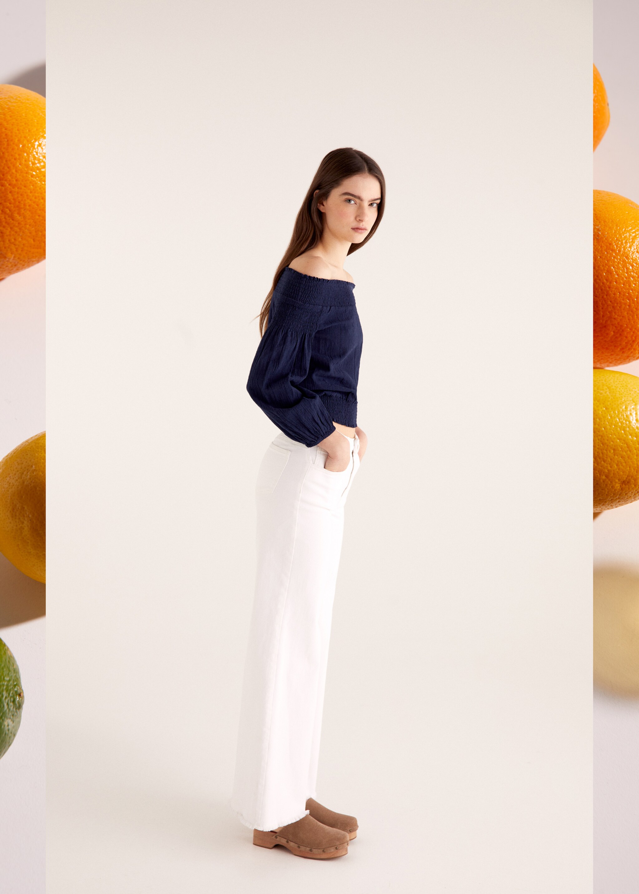 High-waist culotte jeans - Details of the article 5, Off White. Ref: 67000683-00.