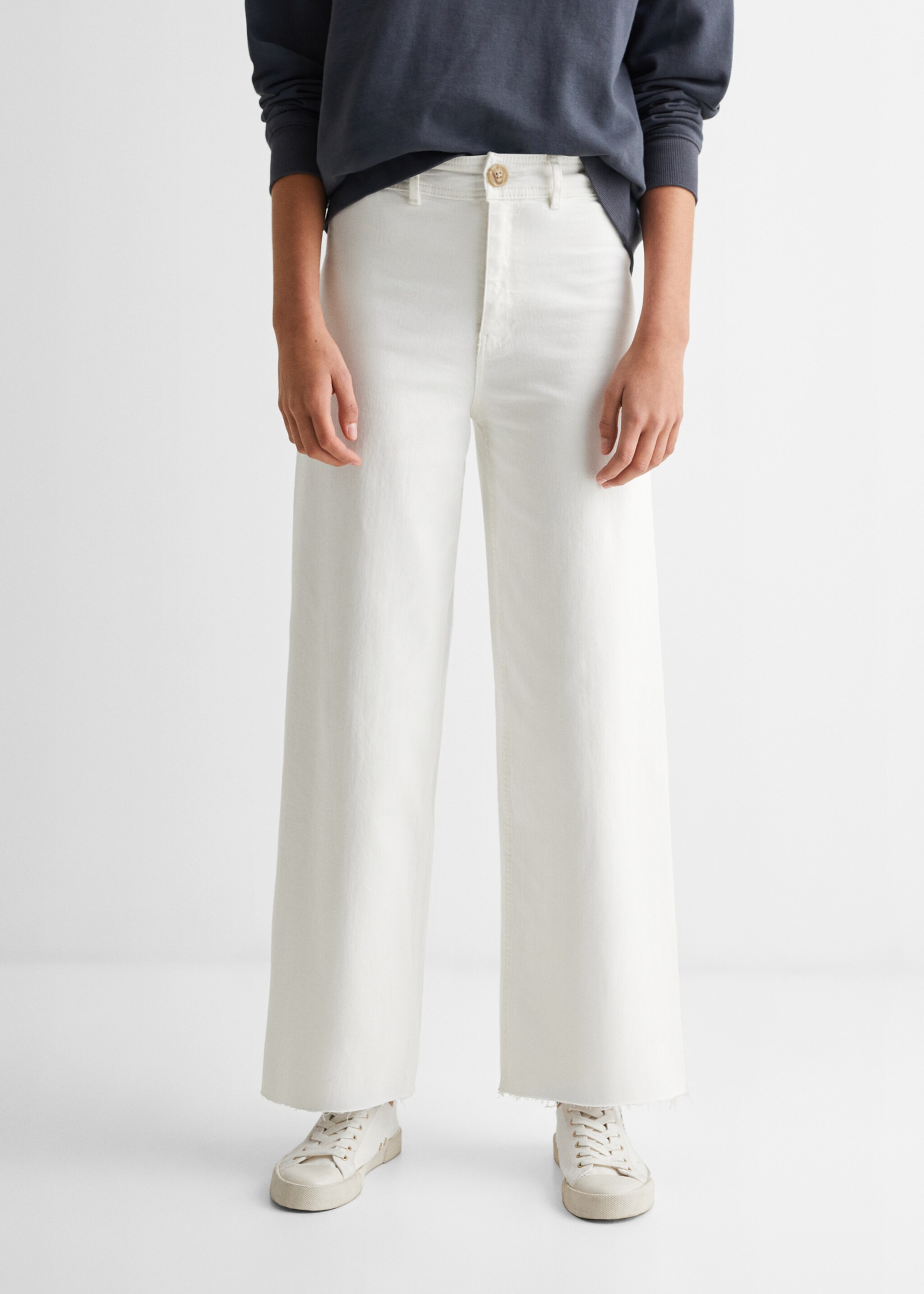 High-waist culotte jeans - Details of the article 6, Off White. Ref: 67000683-00.