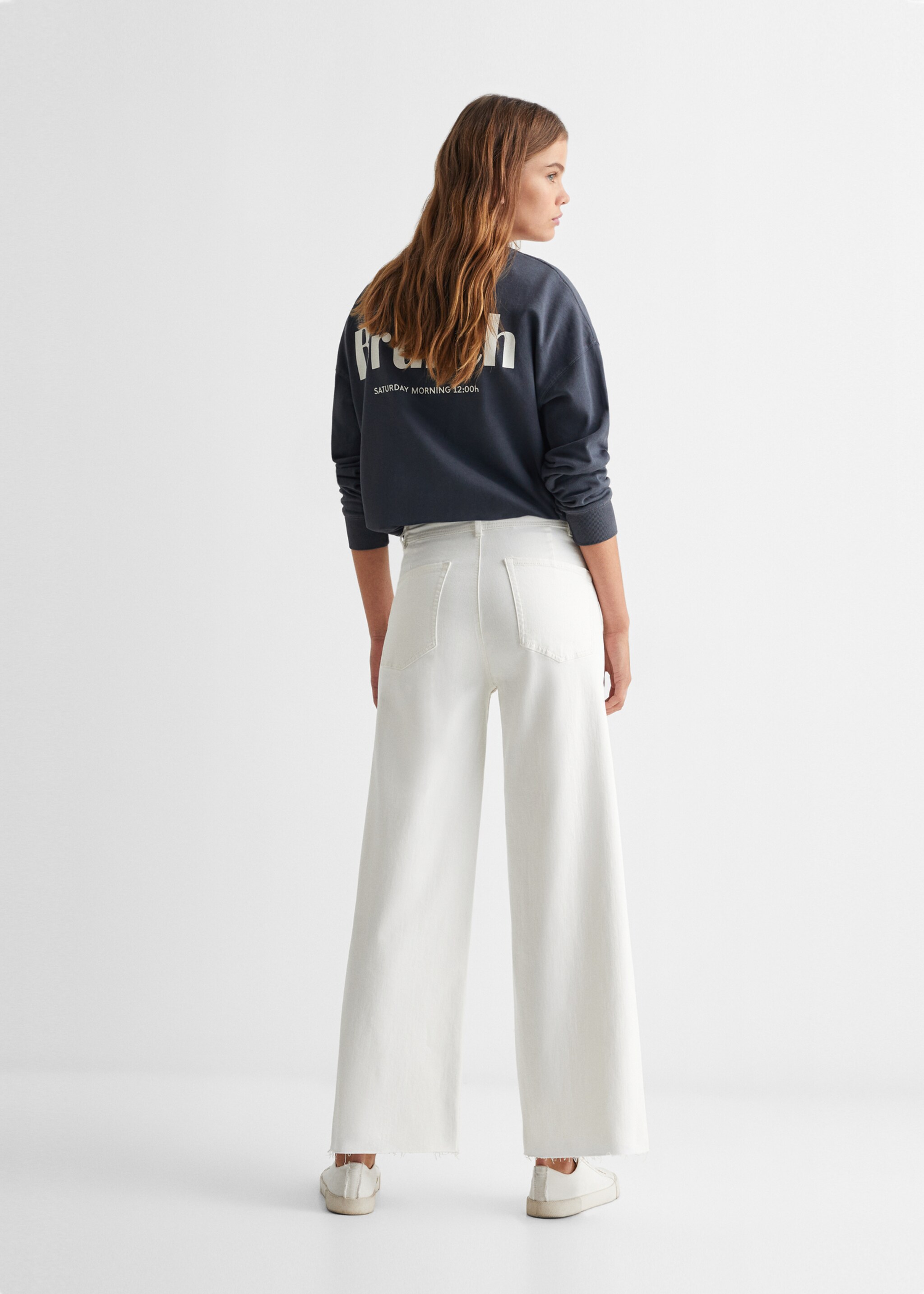 High-waist culotte jeans - Reverse of the article, Off White. Ref: 67000683-00.