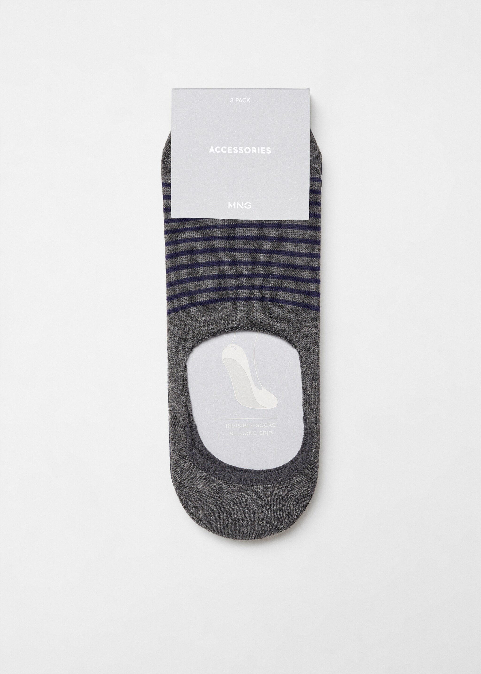 3-pack of striped design socks - Details of the article 0, Grey. Ref: 67000698-00.