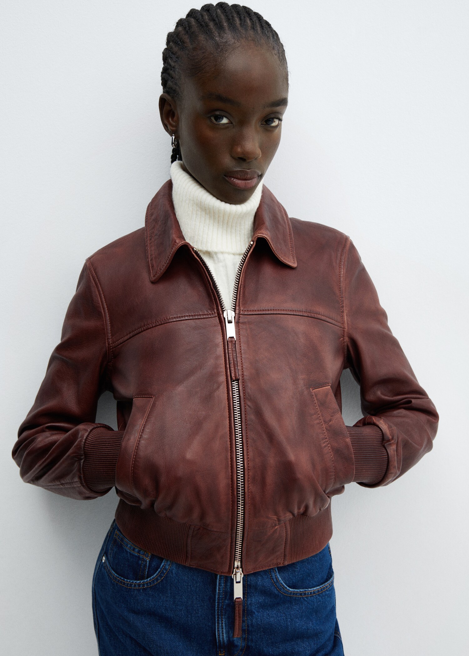 100% leather jacket - Medium plane