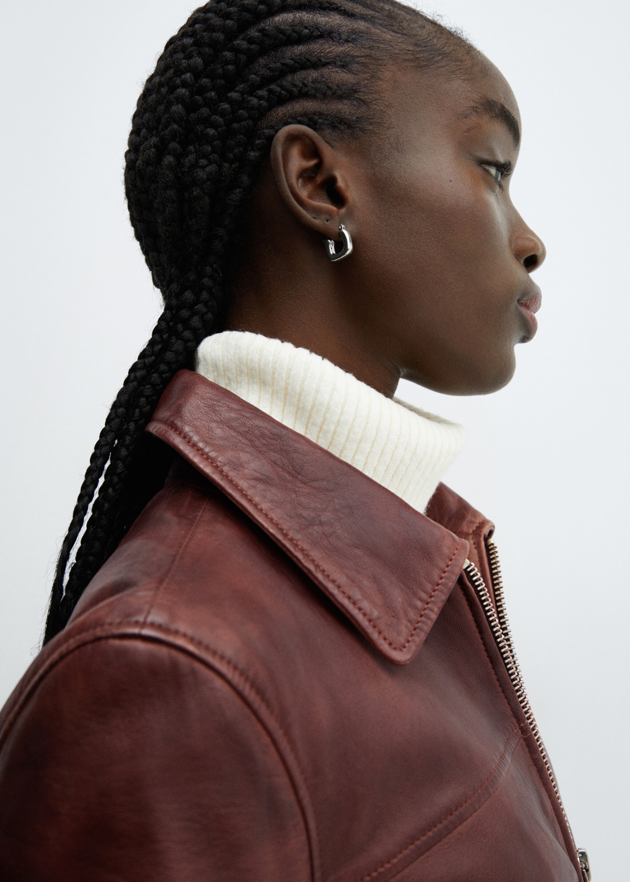 100% leather jacket - Details of the article 1, Brown. Ref: 67001508-00.