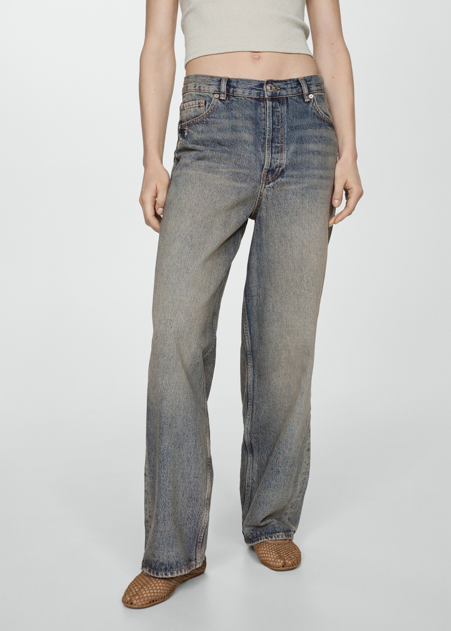 Loose-Wideleg-Jeans mit mittlerer Bundhöhe - Mittlere Ansicht
