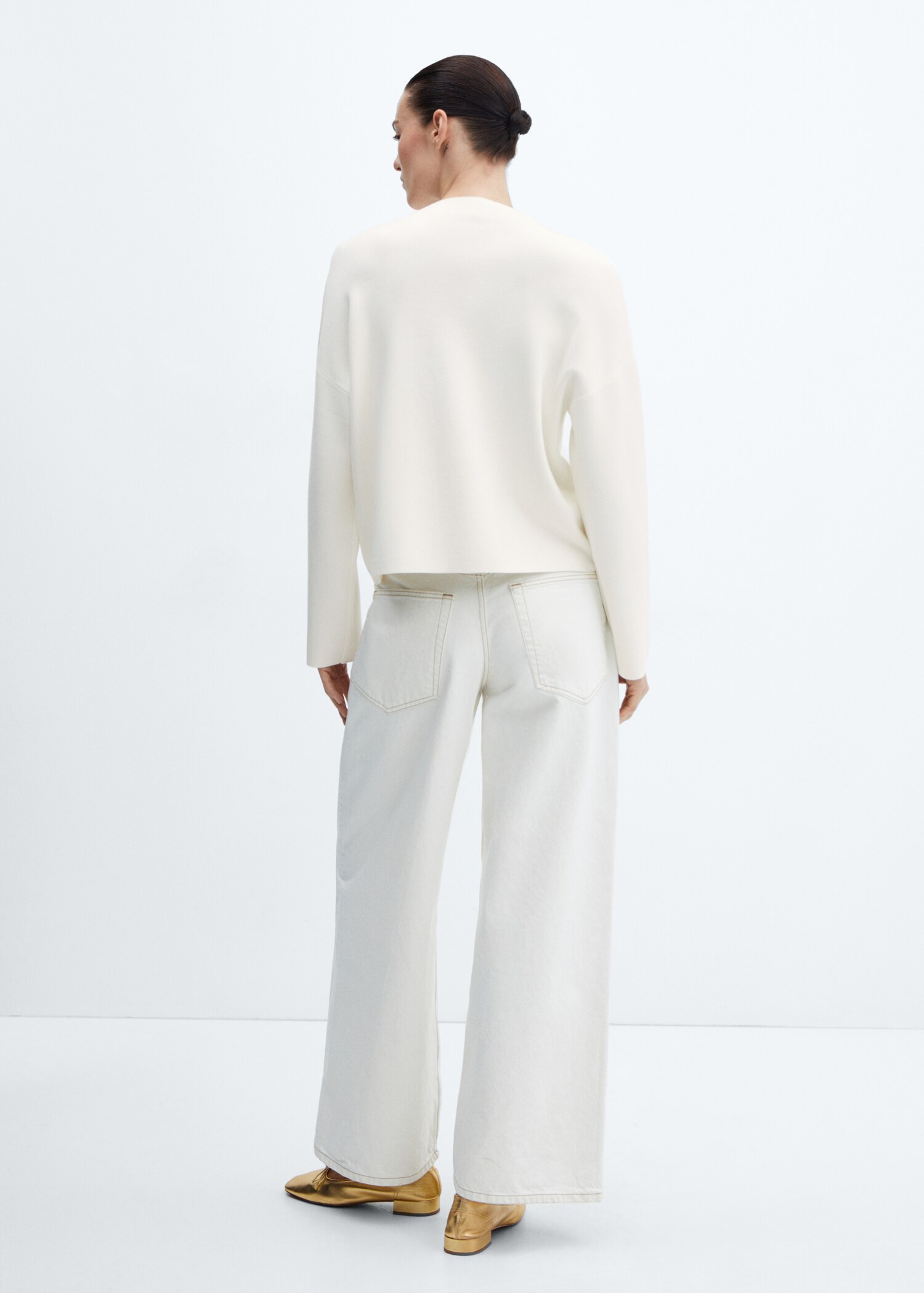 Knitted sweater with perkins neck - Reverse of the article