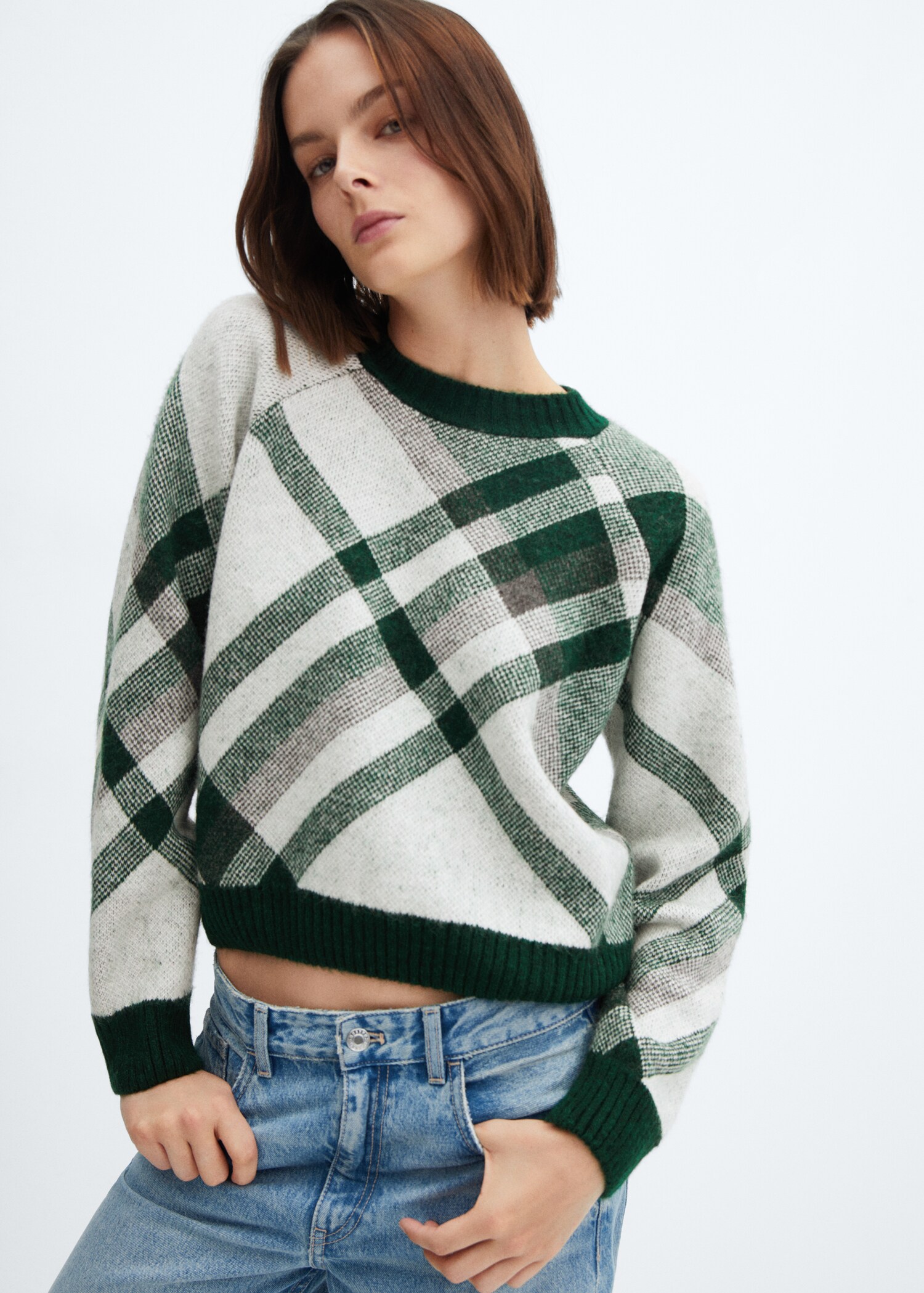 Strickpullover mit Karomuster - Mittlere Ansicht