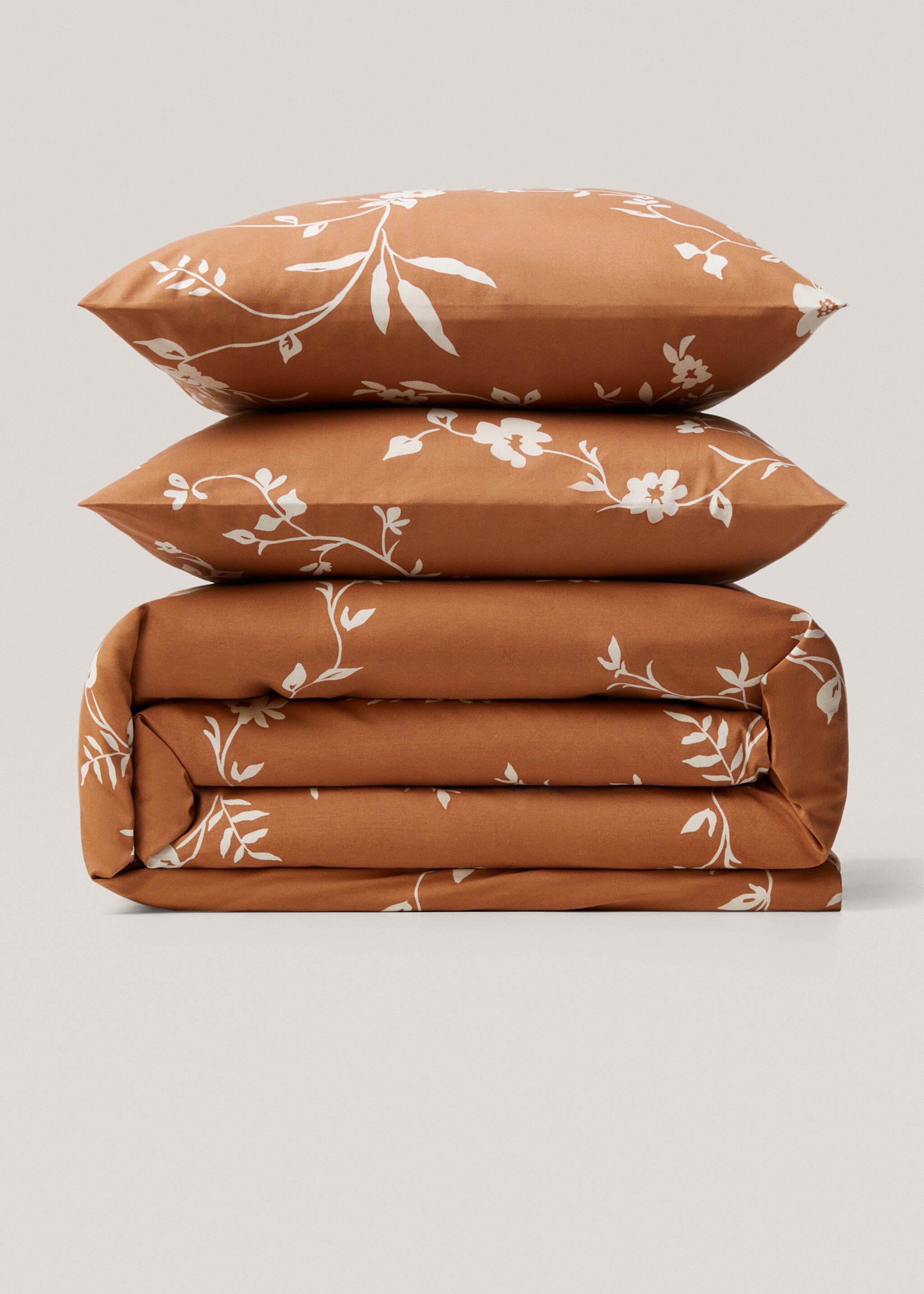 Dekbedovertrek met terracotta bloemen Bed 150/ 160 cm - Artikel zonder model