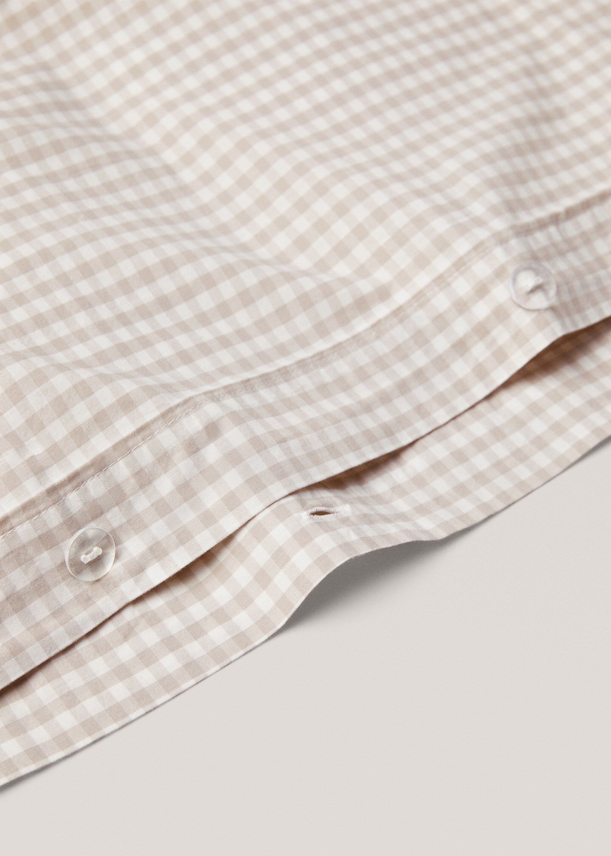 Vichy cotton duvet cover for queen bed - Details of the article 1, Beige. Ref: 67004074-00.