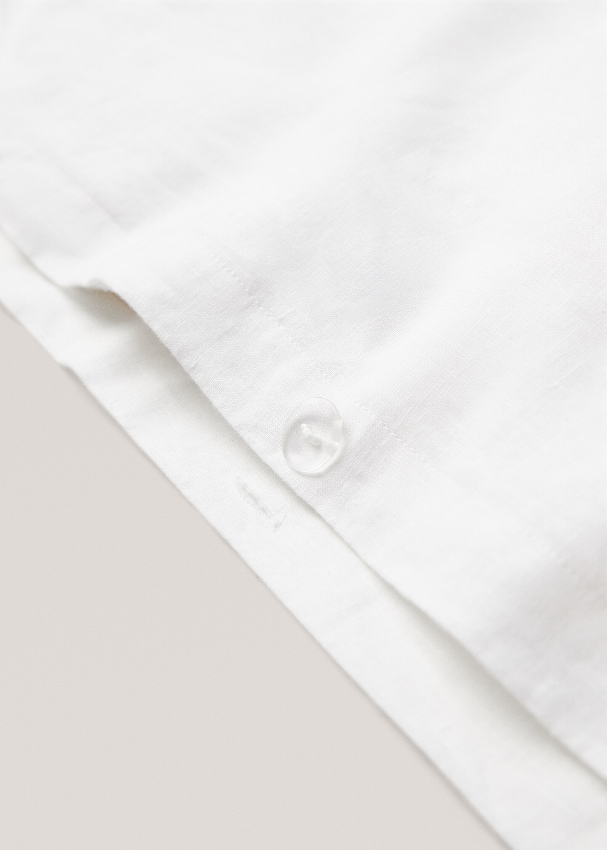 100% linen duvet cover Single bed - Details of the article 1, White. Ref: 67004075-00.