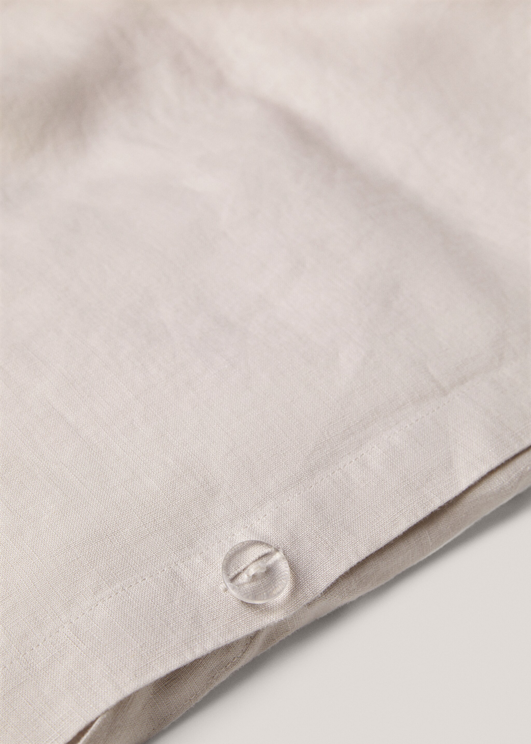 100% linen duvet cover Single bed - Details of the article 1, Beige. Ref: 67004075-00.