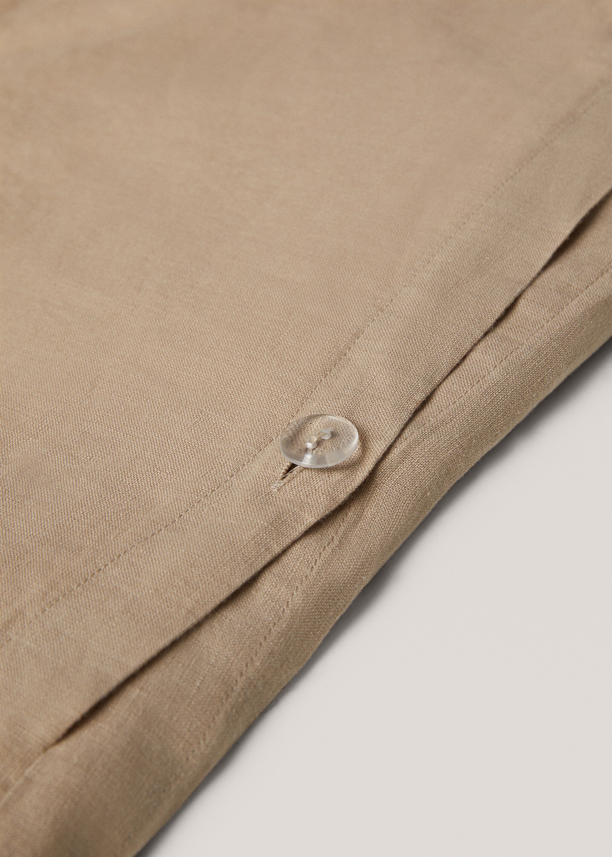 100% linen duvet cover Single bed - Details of the article 2, Medium Brown. Ref: 67004075-00.