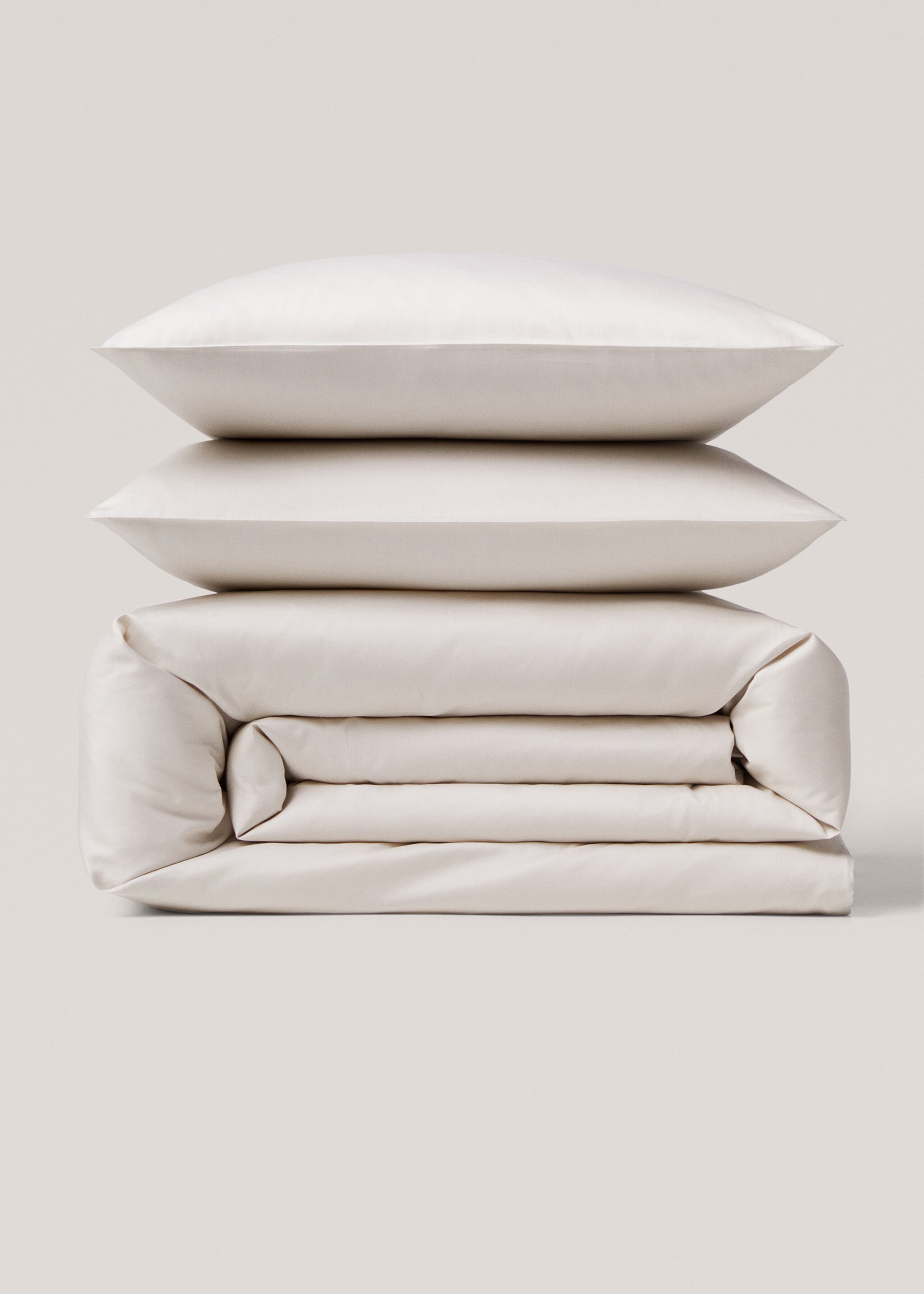 Satin duvet cover for king bed - Article without model, Beige. Ref: 67004080-00.