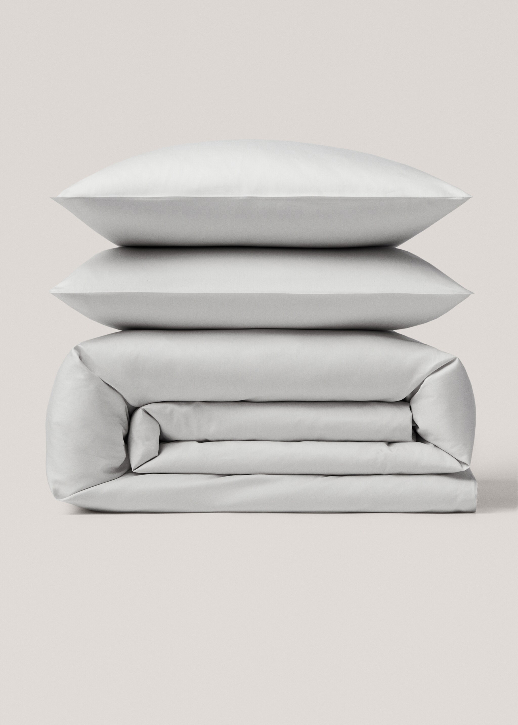 Satin duvet cover for king bed - Article without model, Grey. Ref: 67004081-00.