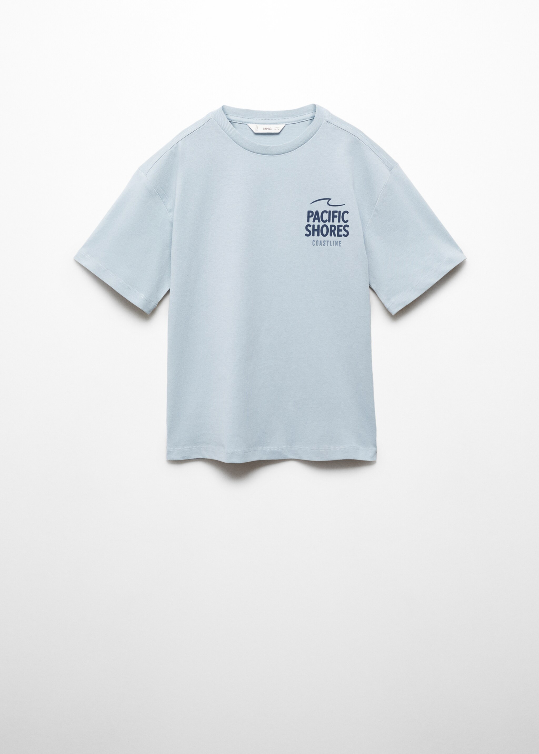 Short-sleeved t-shirt with message - Article without model, Sky Blue. Ref: 67004480-00.