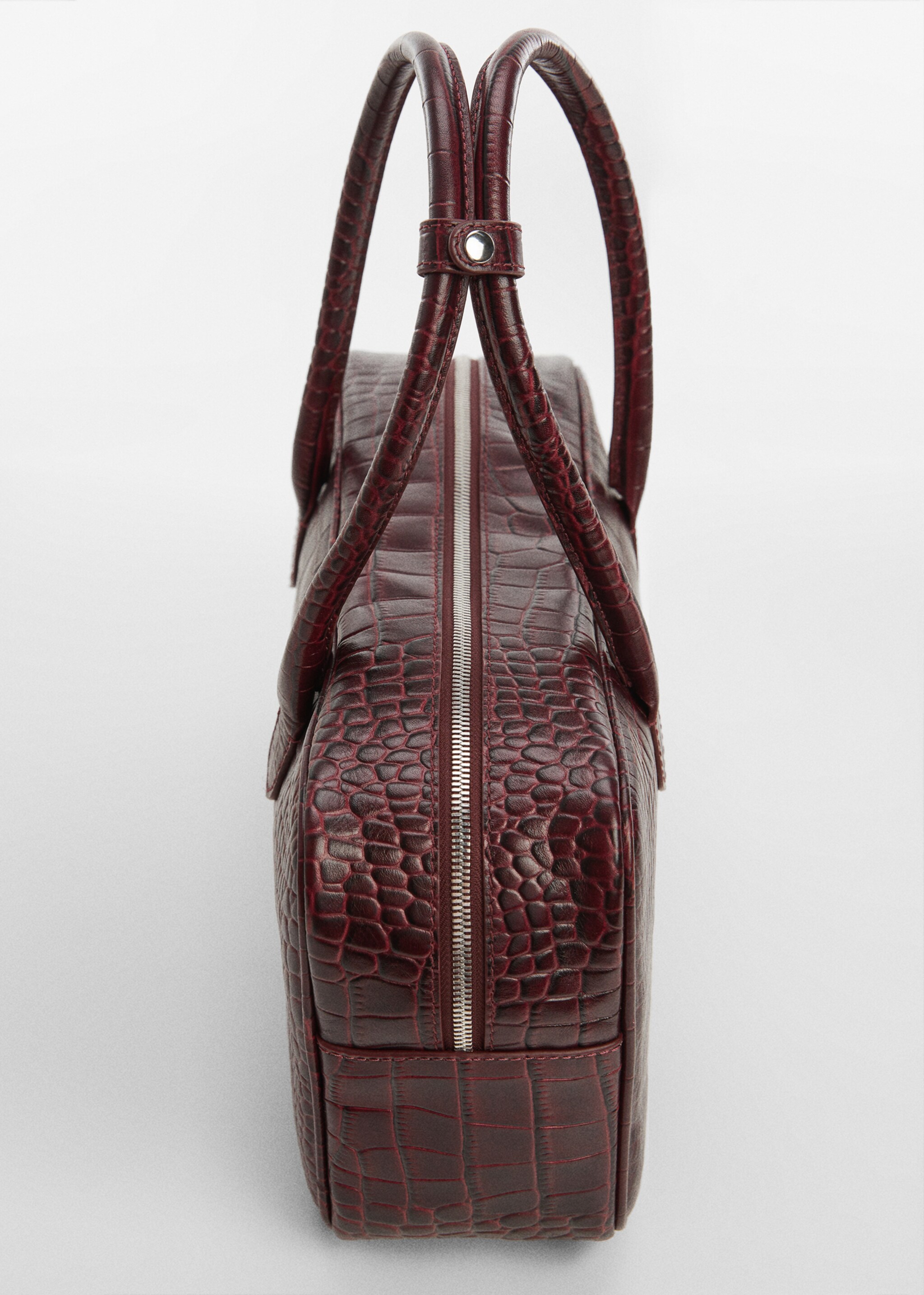 Rectangular leather handbag - Details of the article 1, Burgundy. Ref: 67004485-00.
