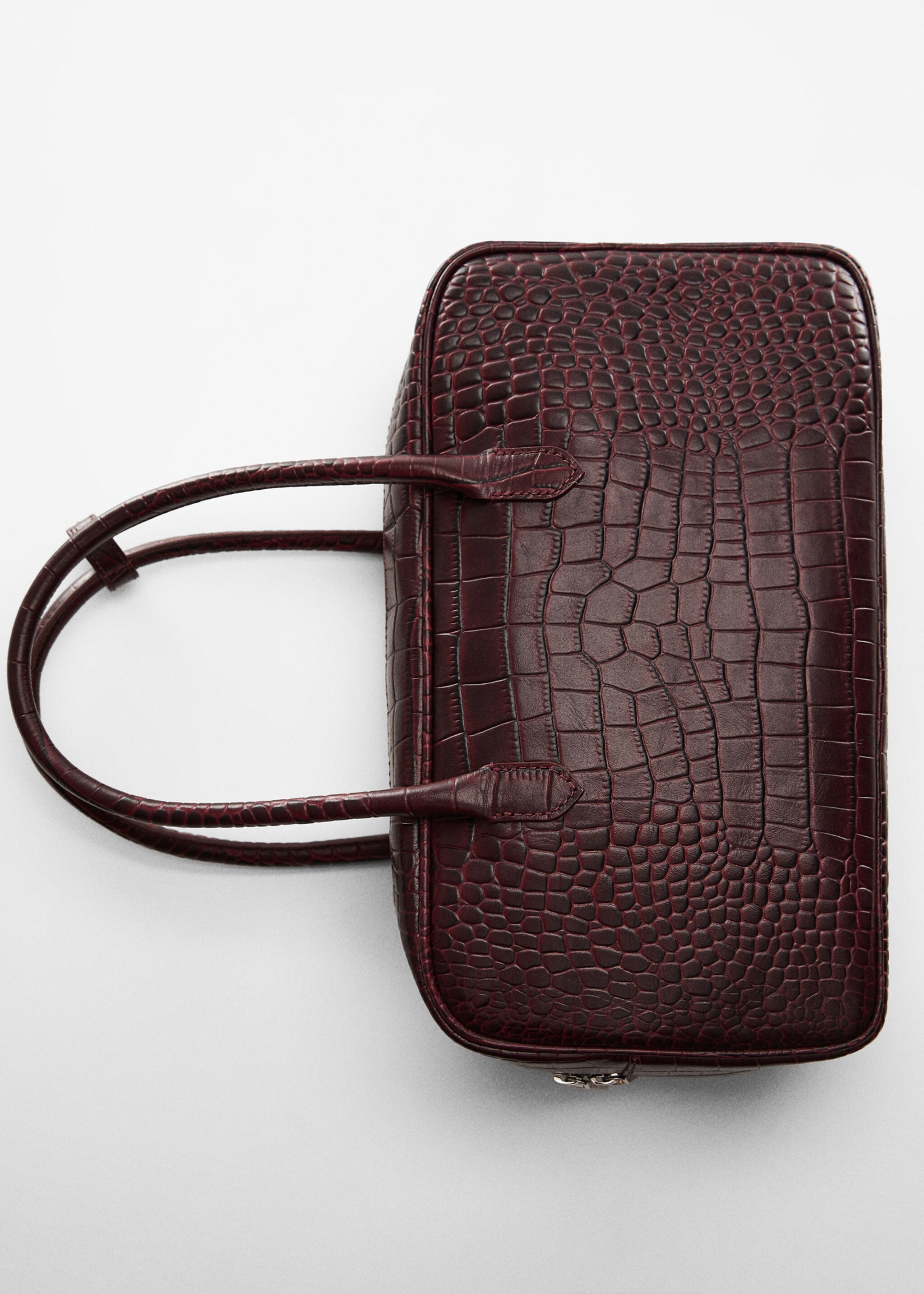 Rectangular leather handbag - Details of the article 5, Burgundy. Ref: 67004485-00.