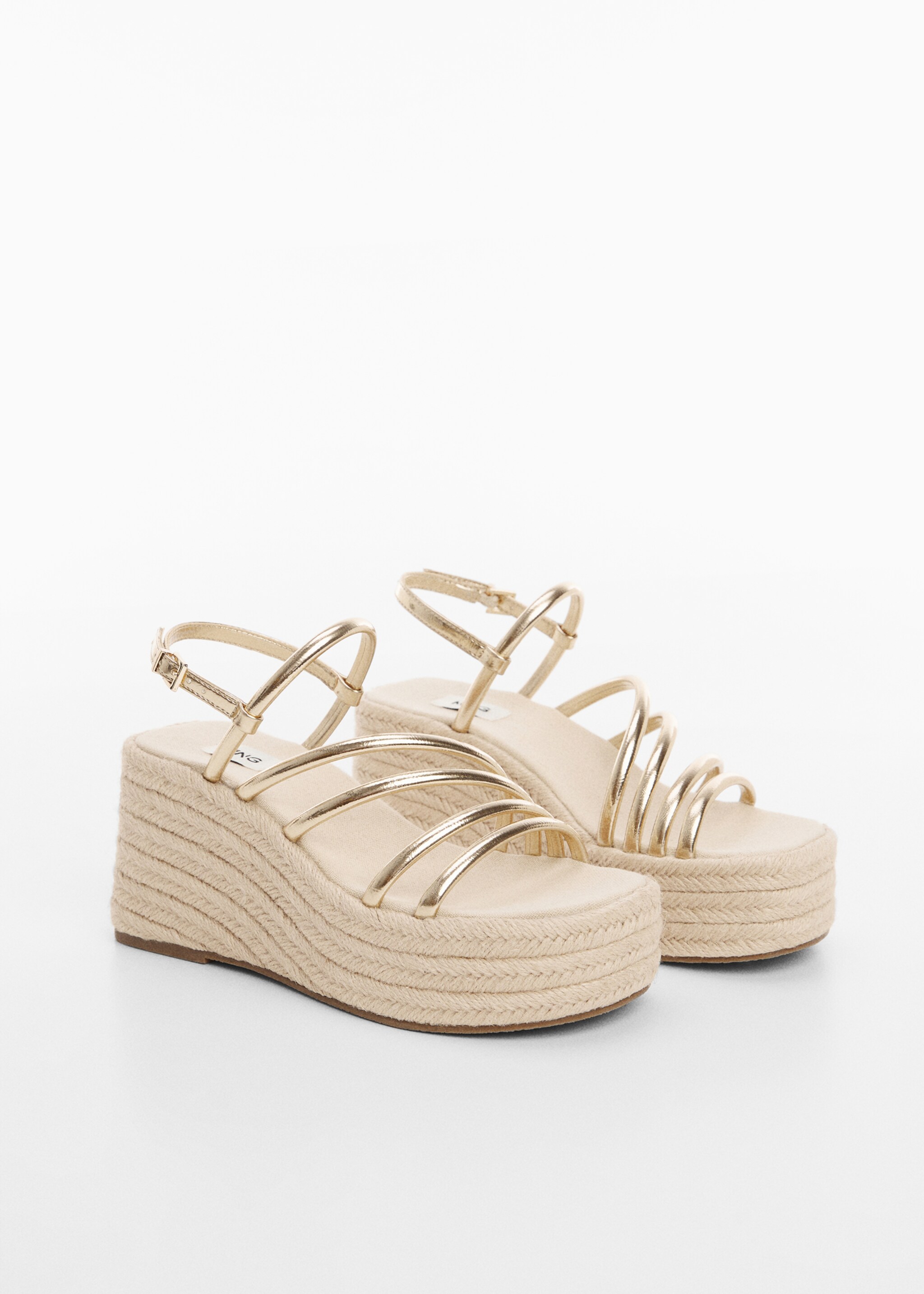 Sandalen met metallic bandjes en sleehak - Middenvlak