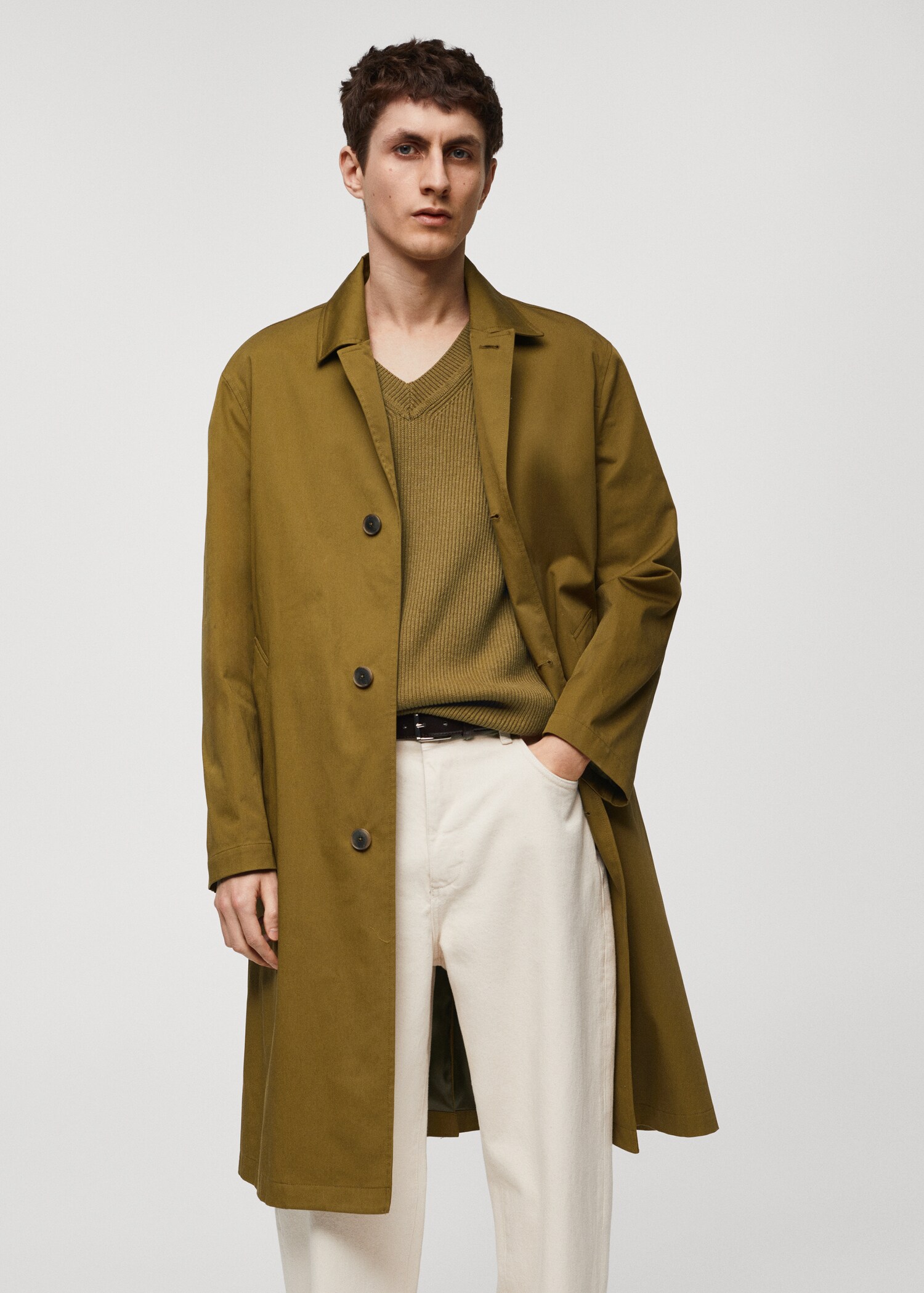 Gabardina relaxed fit algodón - Plano medio