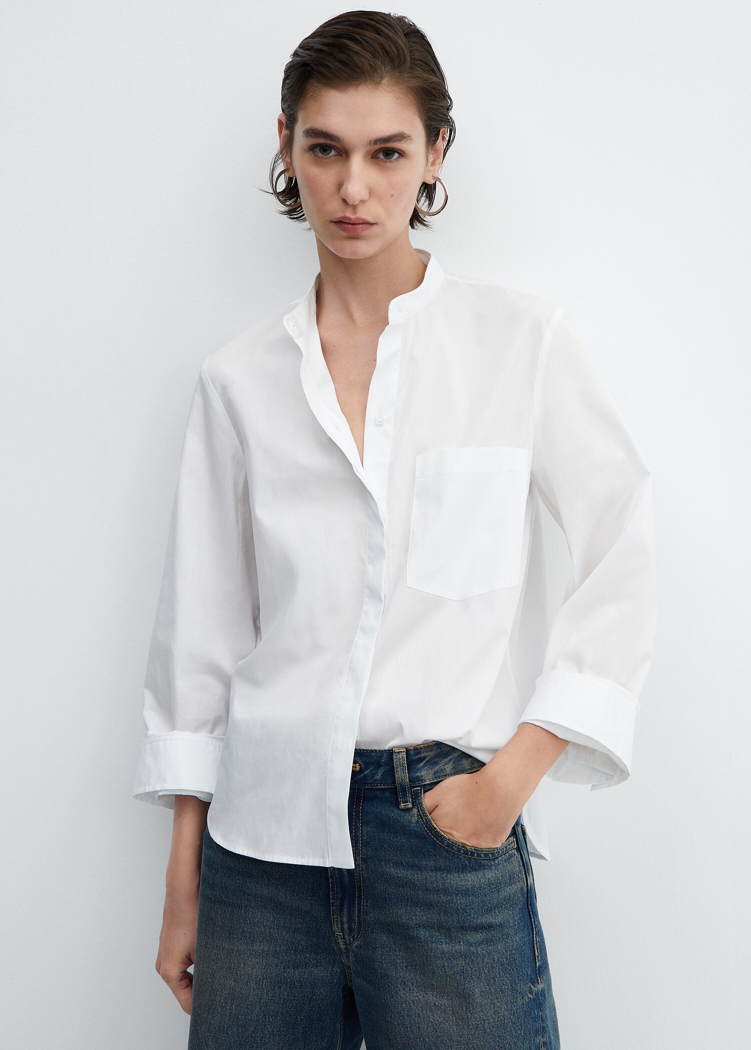 Camisa cotó botons - Pla mig