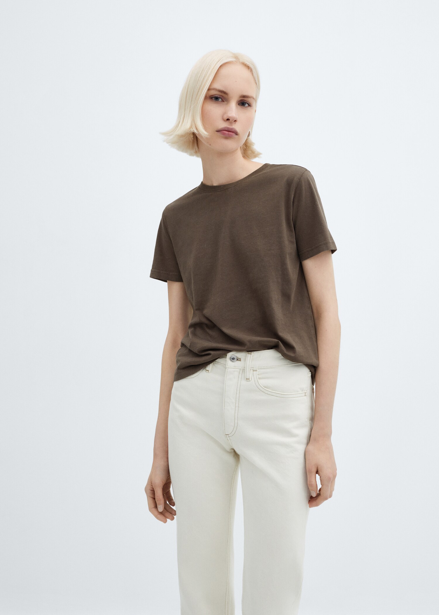 Washed round-neck t-shirt - Medium plane