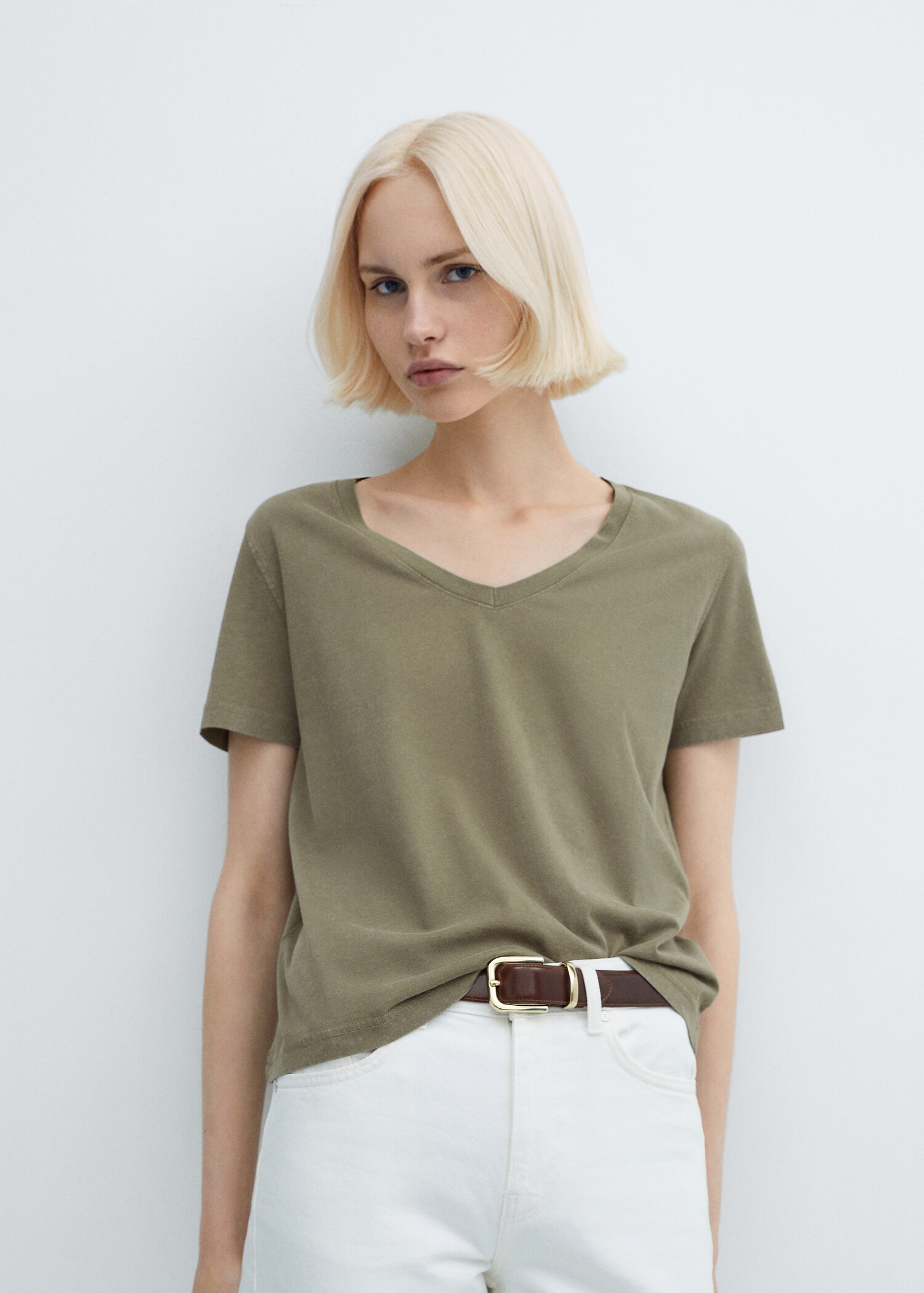 Washed-effect cotton t-shirt - Medium plane
