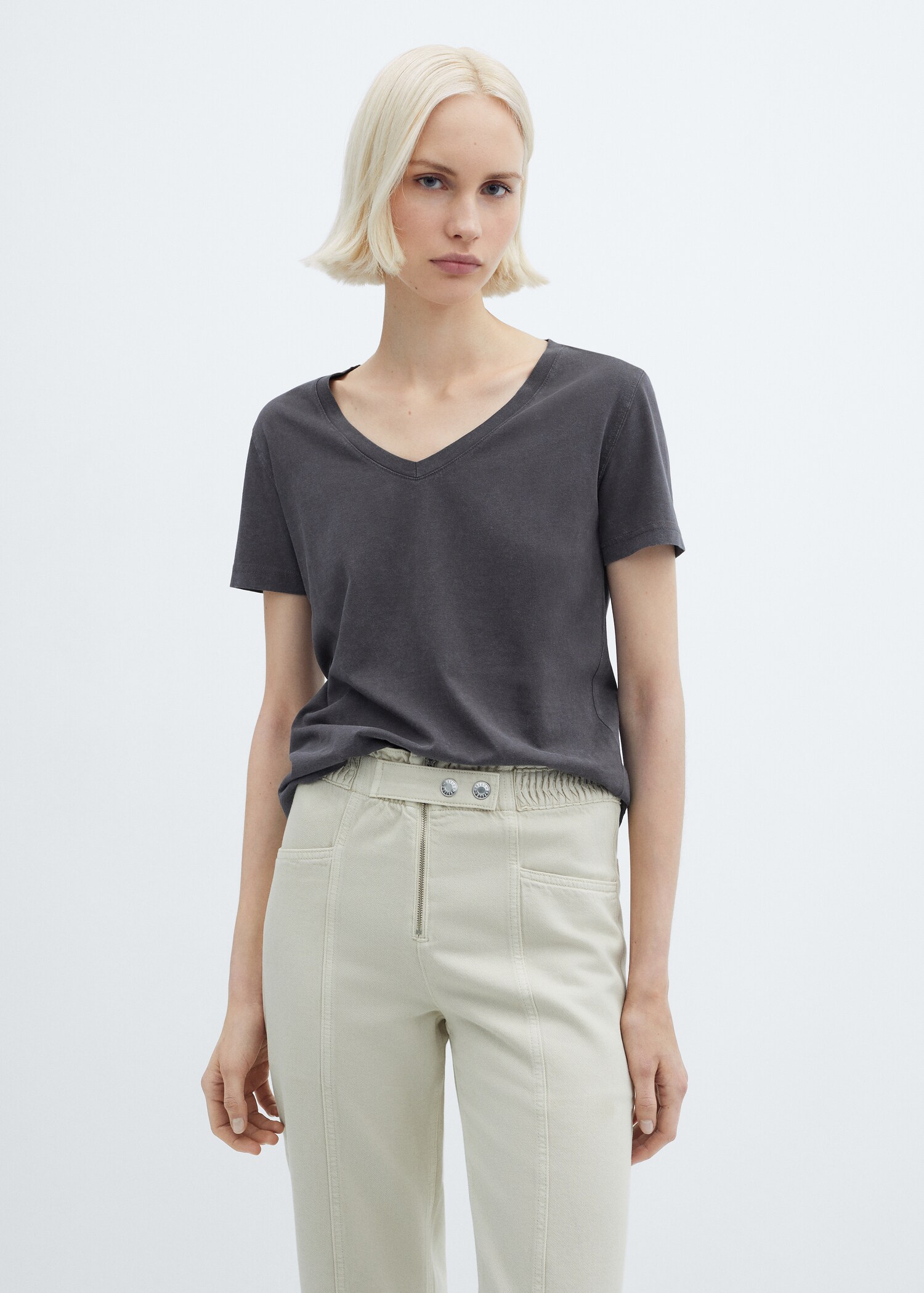 Washed-effect cotton t-shirt - Medium plane