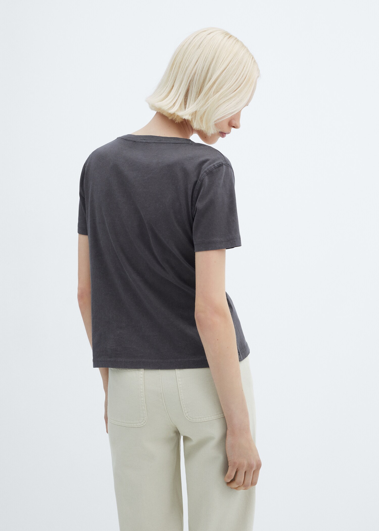 Washed-effect cotton t-shirt - Reverse of the article