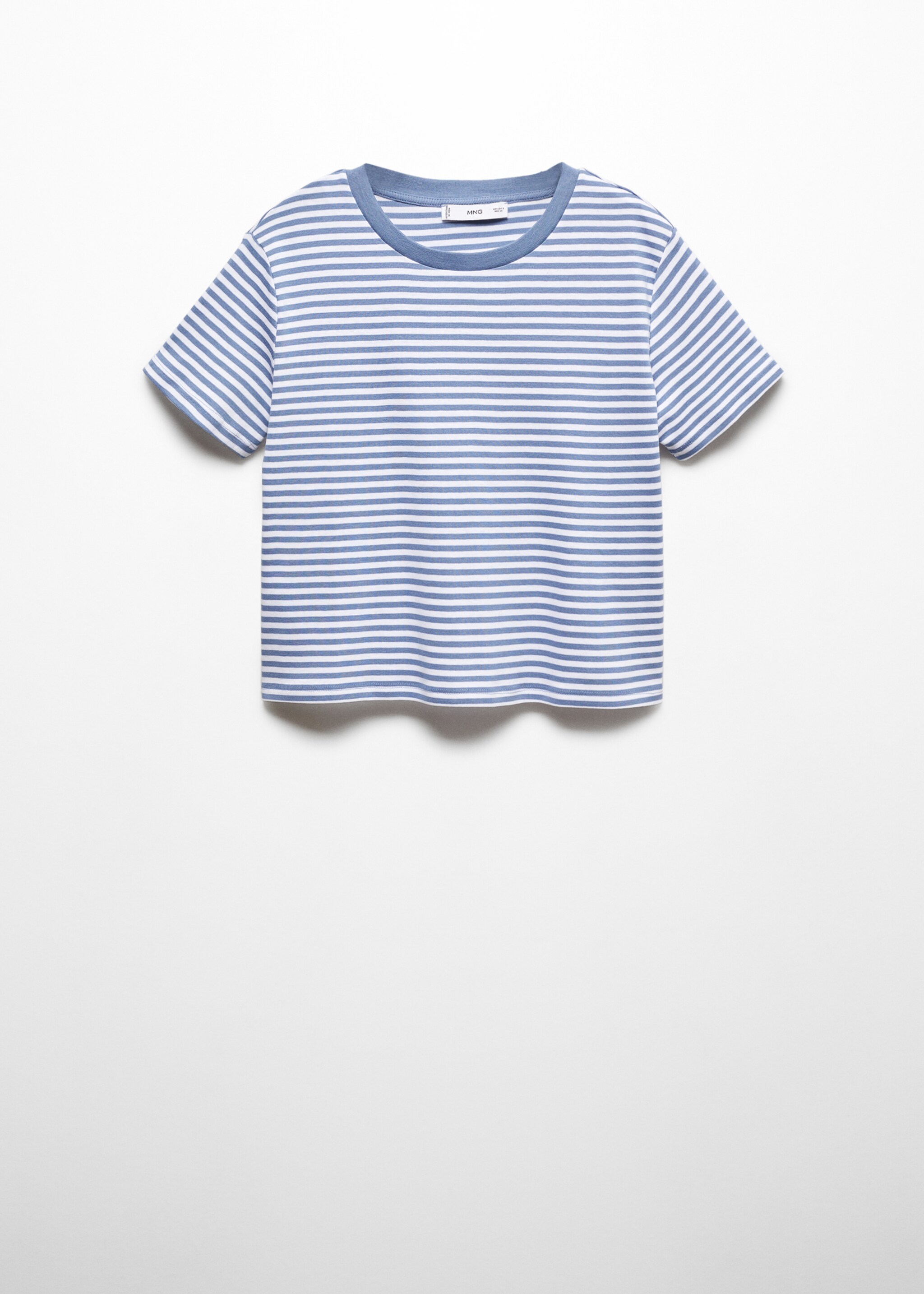 Striped short-sleeved t-shirt - Article without model, Blue. Ref: 67005752-00.