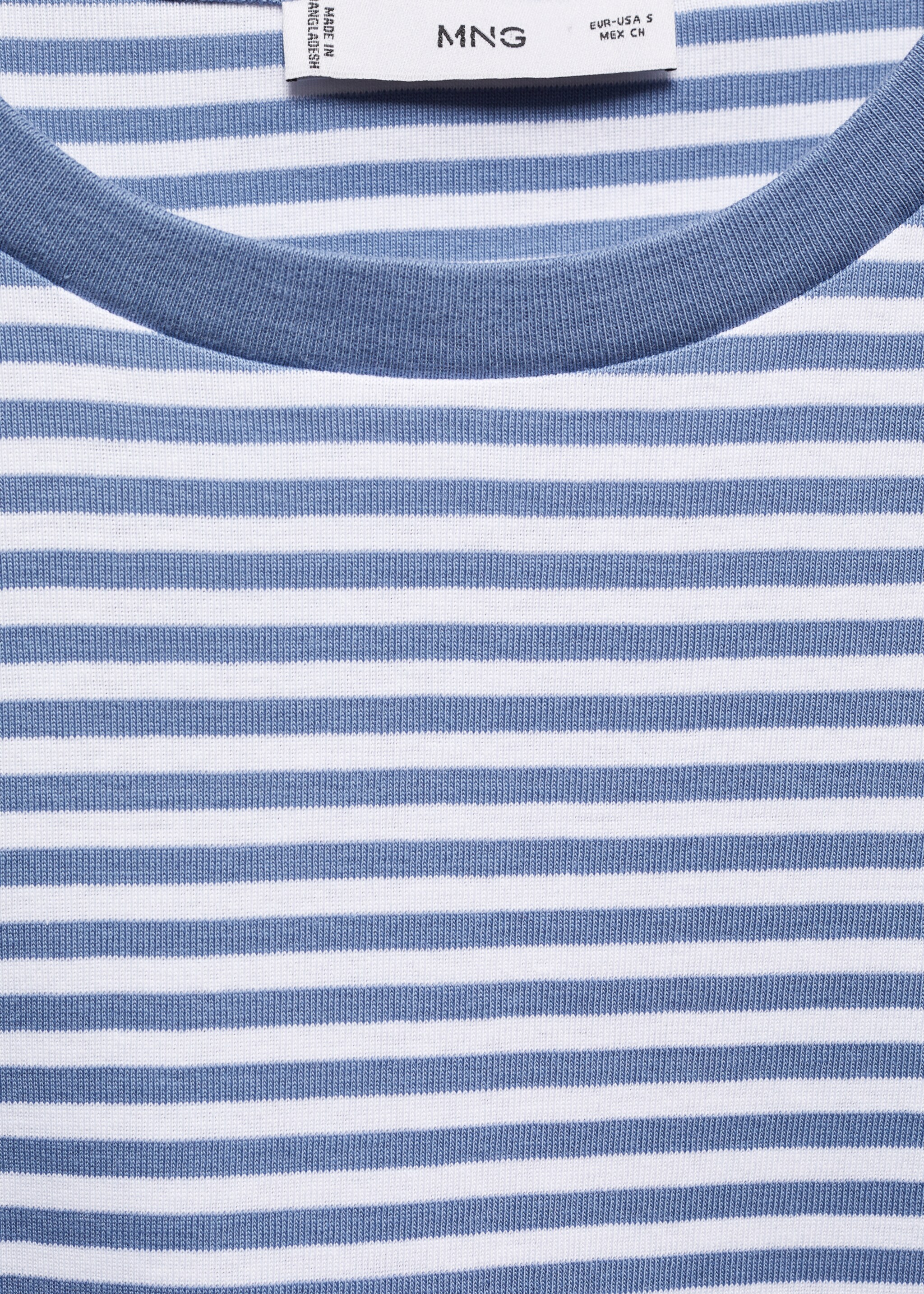 Striped short-sleeved t-shirt - Details of the article 8, Blue. Ref: 67005752-00.
