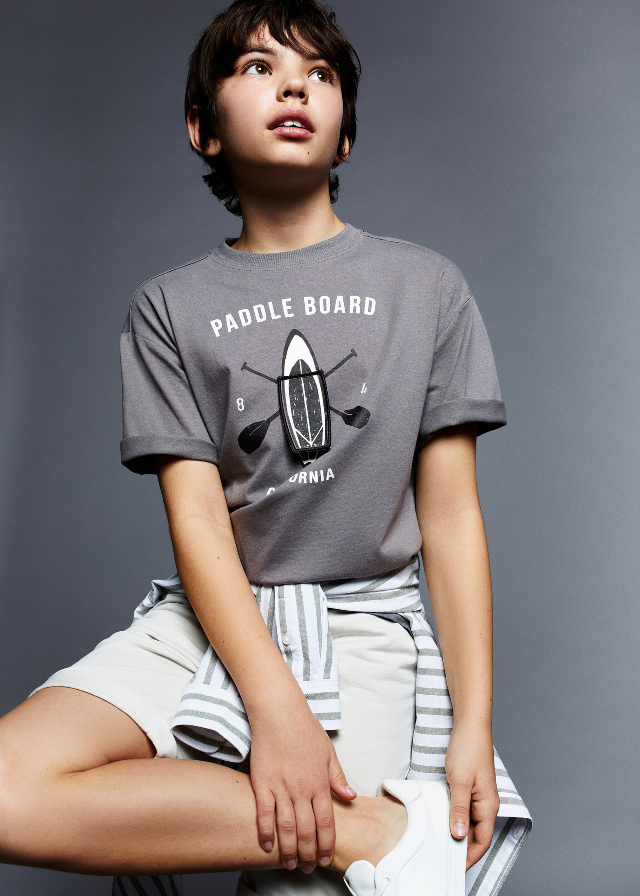 T-shirt met surfprint - Middenvlak, Antraciet. Ref: 67006013-00.