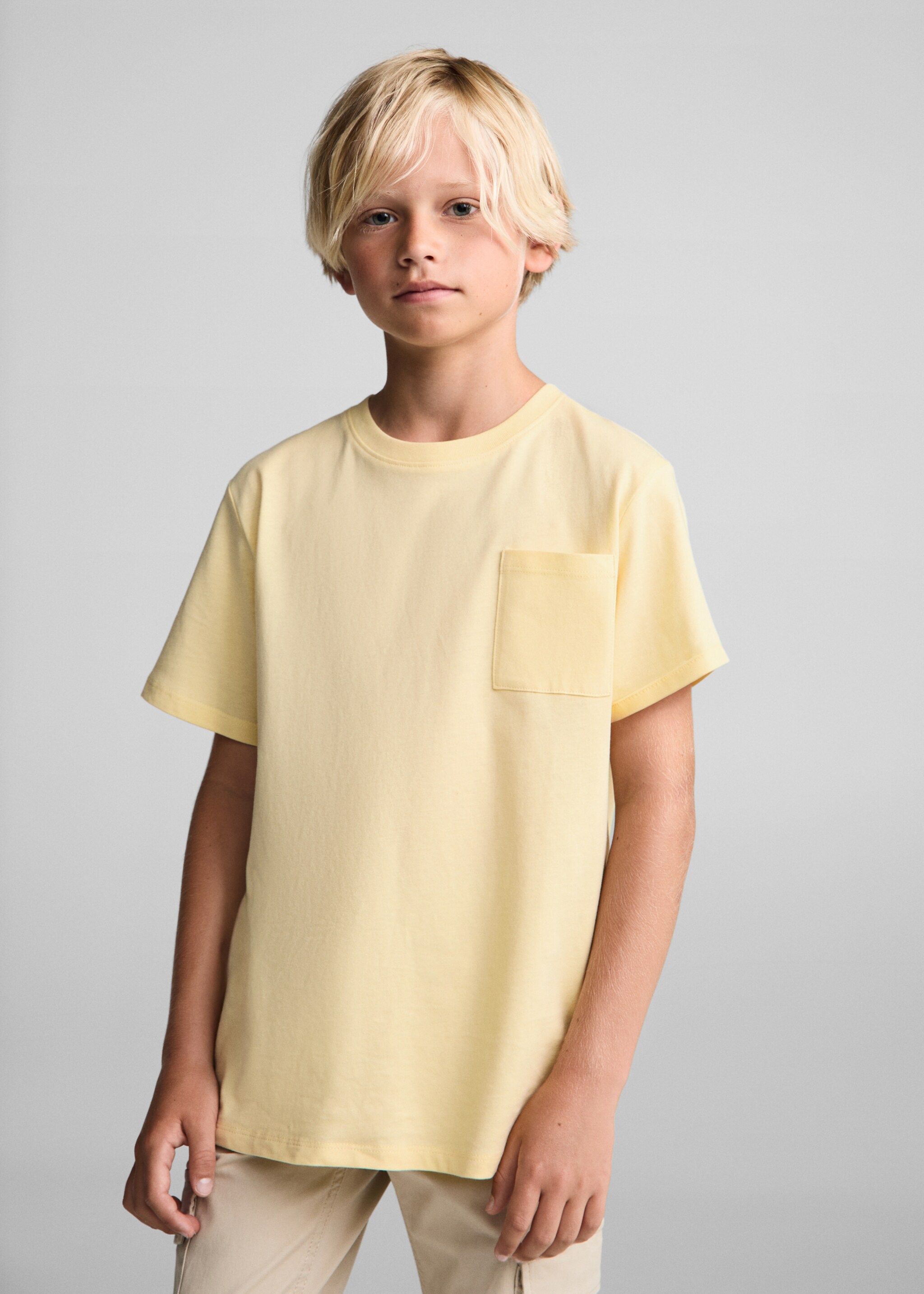 Essential cotton-blend T-shirt - Medium plane, Yellow. Ref: 67006019-00.