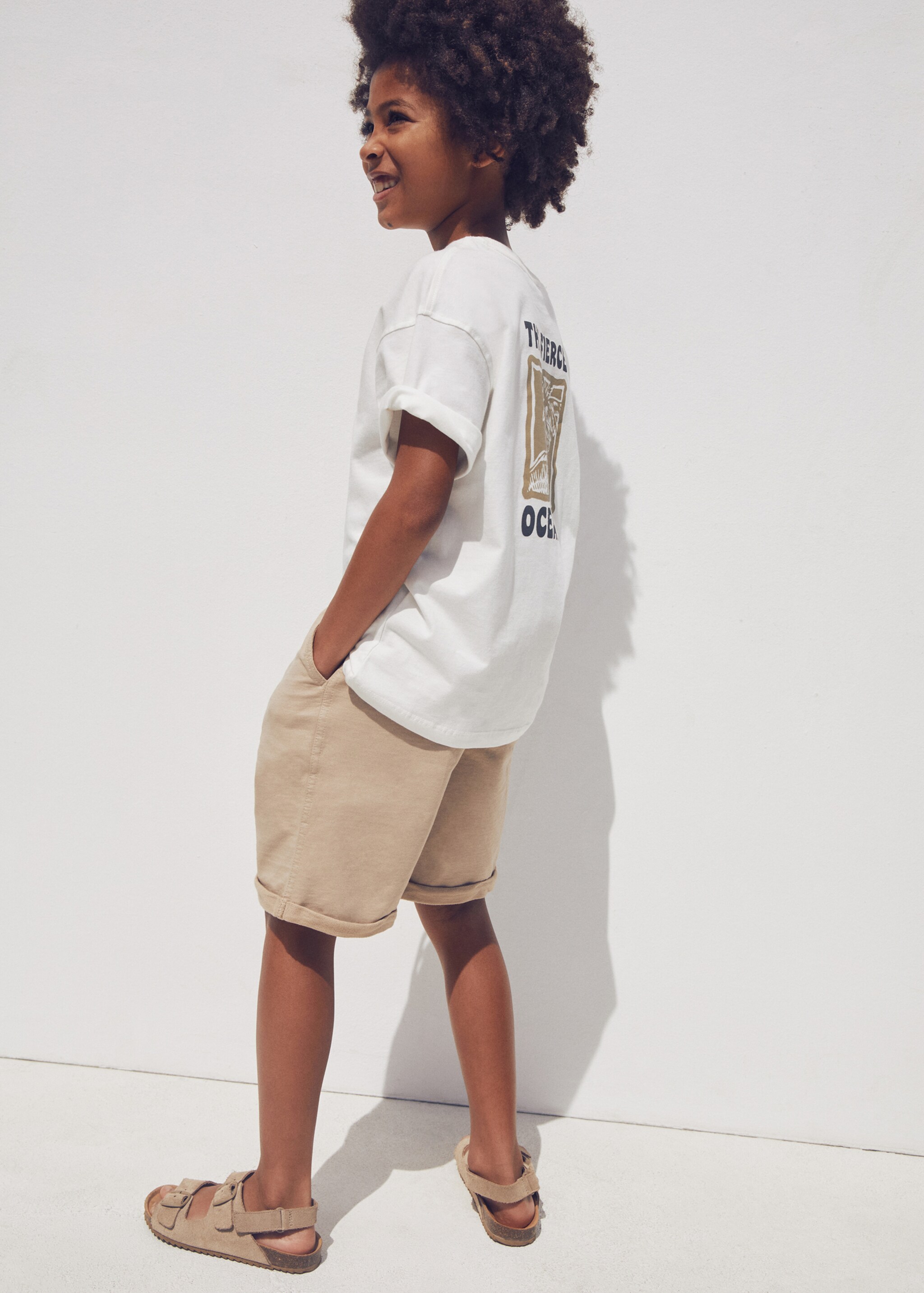 Short-sleeved printed t-shirt - Details of the article 5, Off White. Ref: 67006029-00.
