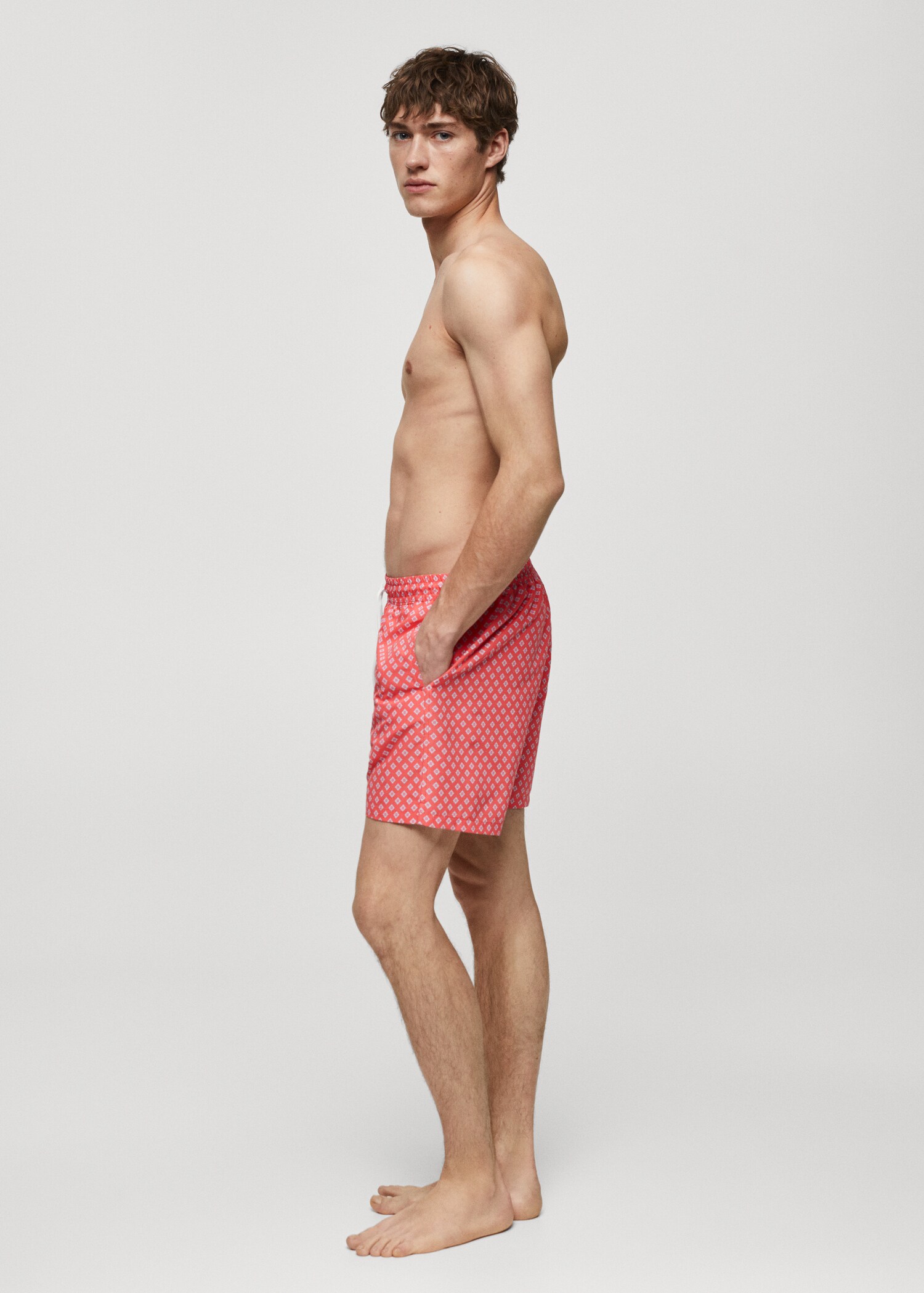 Printed swimsuit with drawstring - Details of the article 2