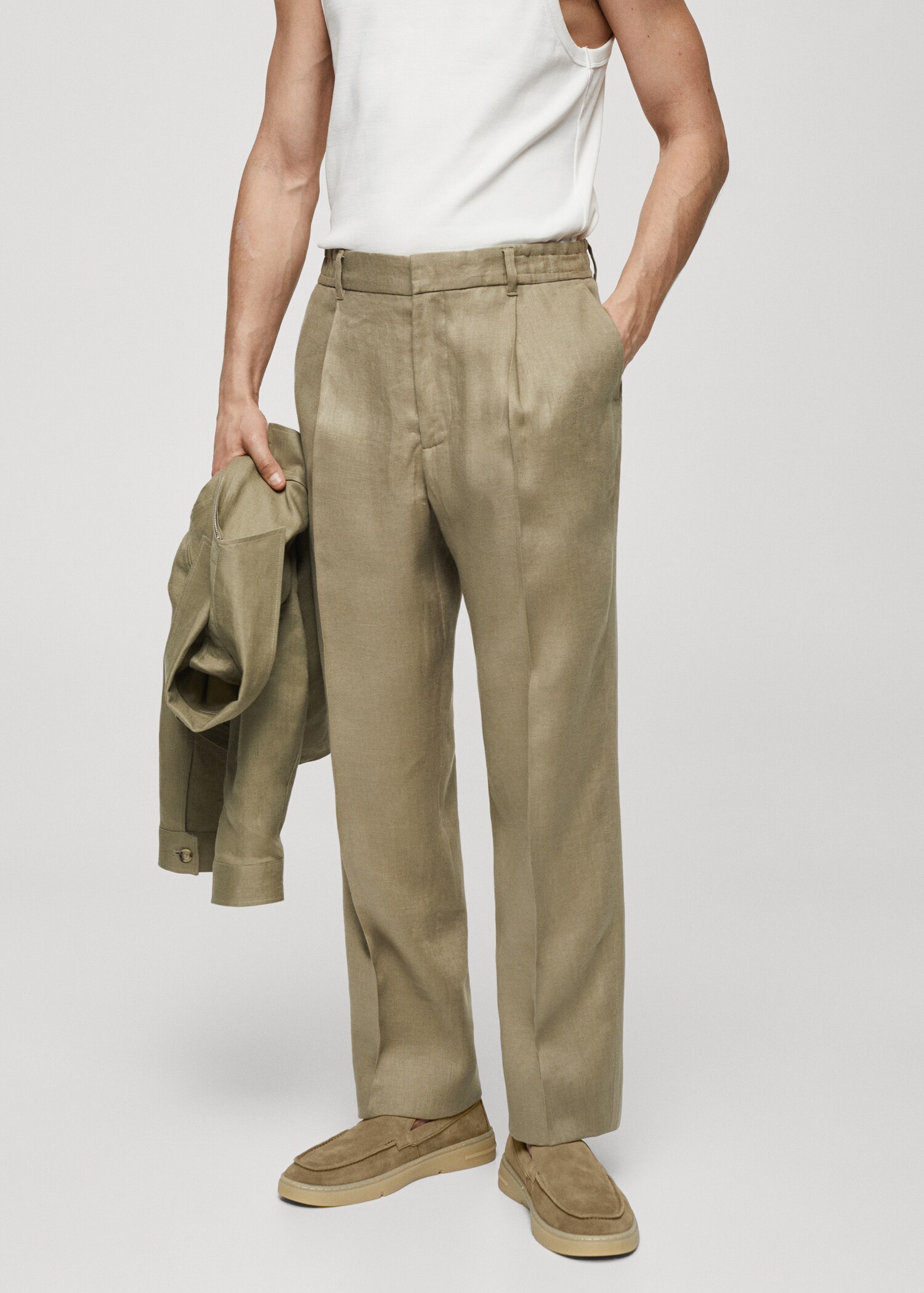 100% linen regular-fit trousers - Medium plane