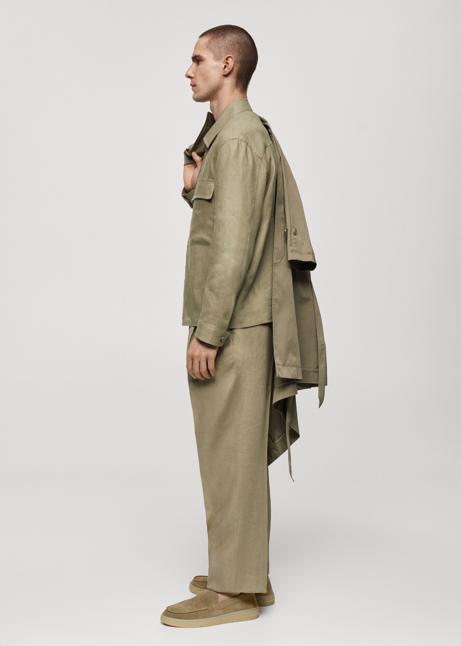 100% linen regular-fit trousers - Details of the article 4