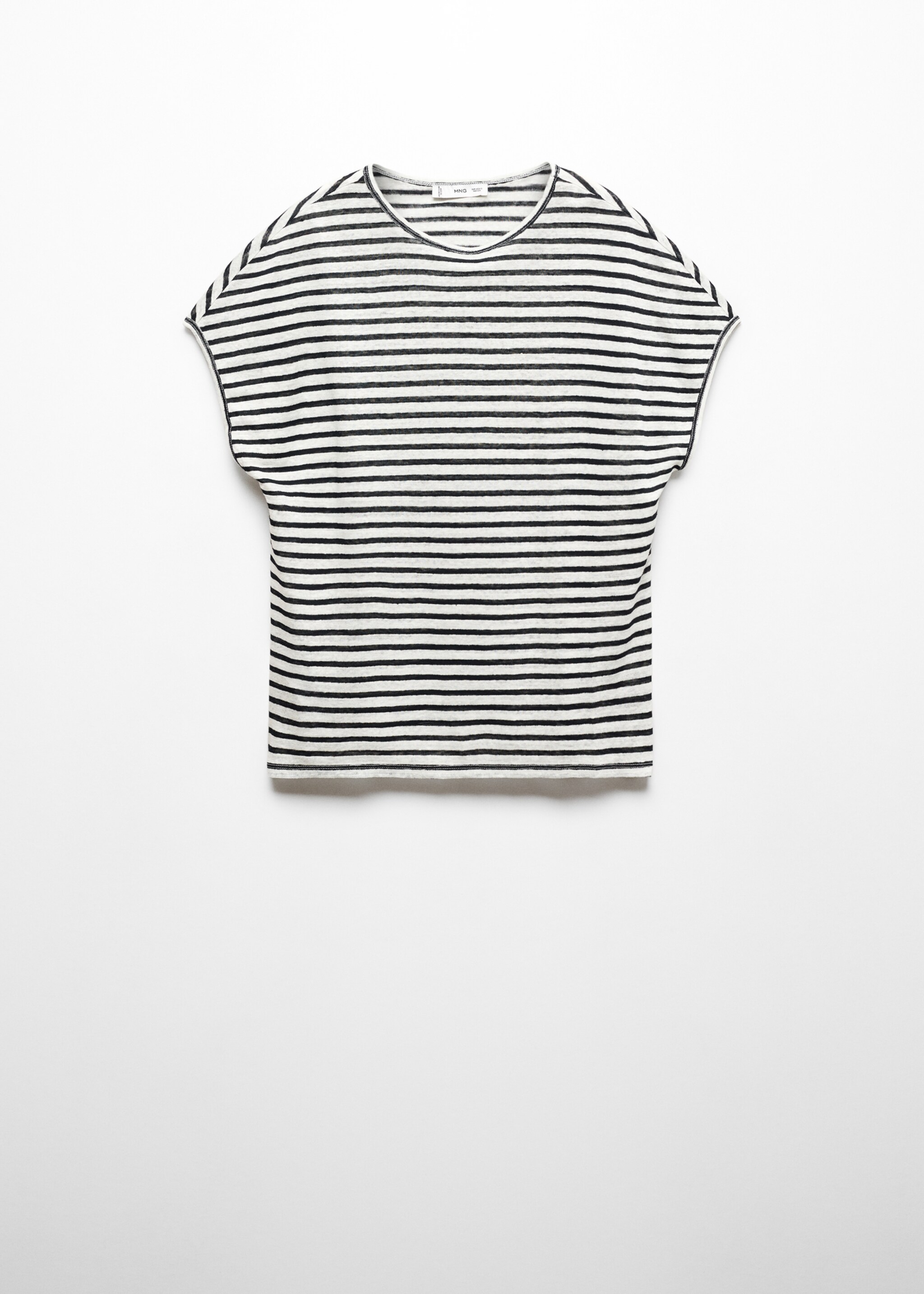 100% linen T-shirt - Article without model, Black. Ref: 67006317-00.
