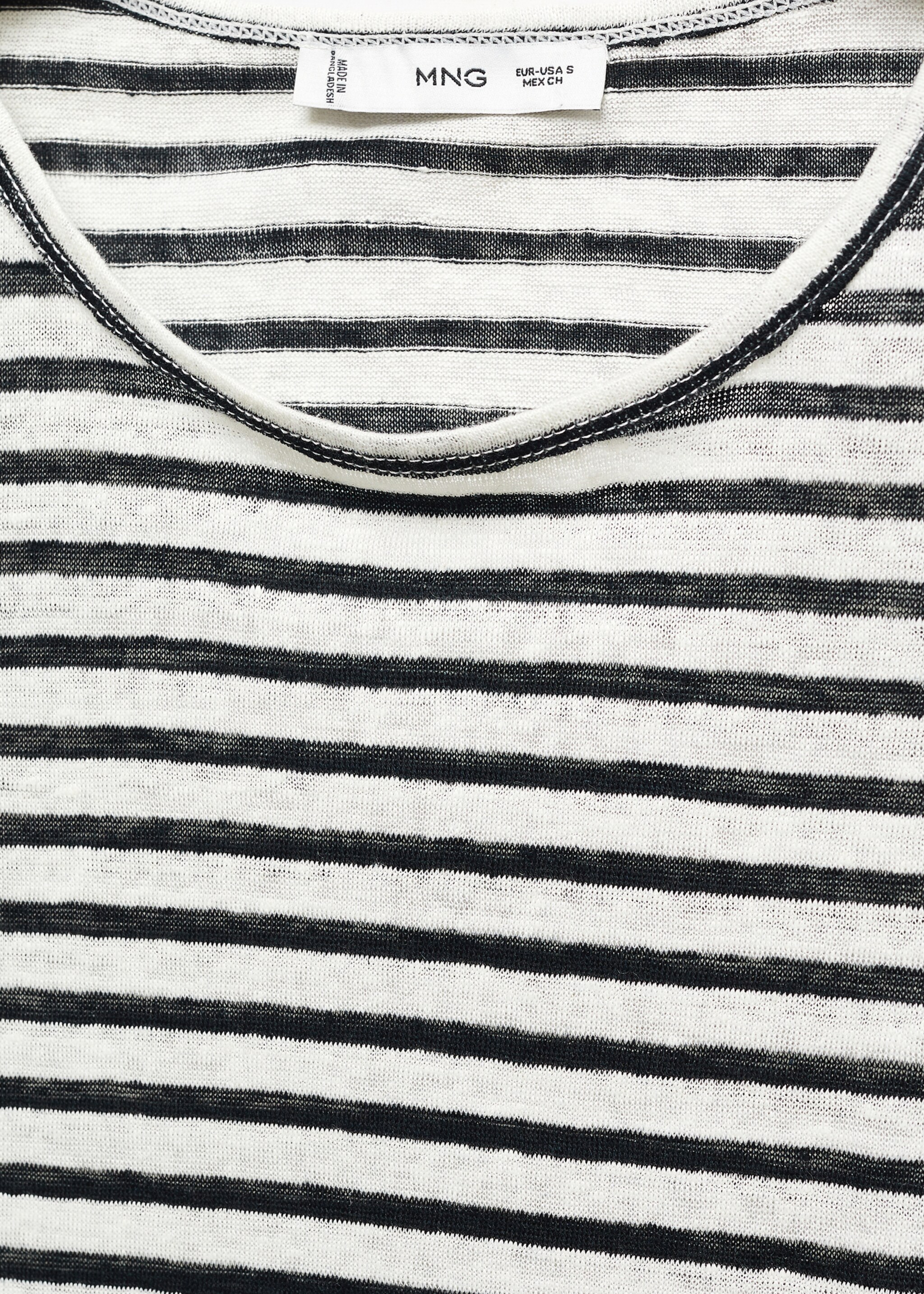 100% linen T-shirt - Details of the article 8, Black. Ref: 67006317-00.