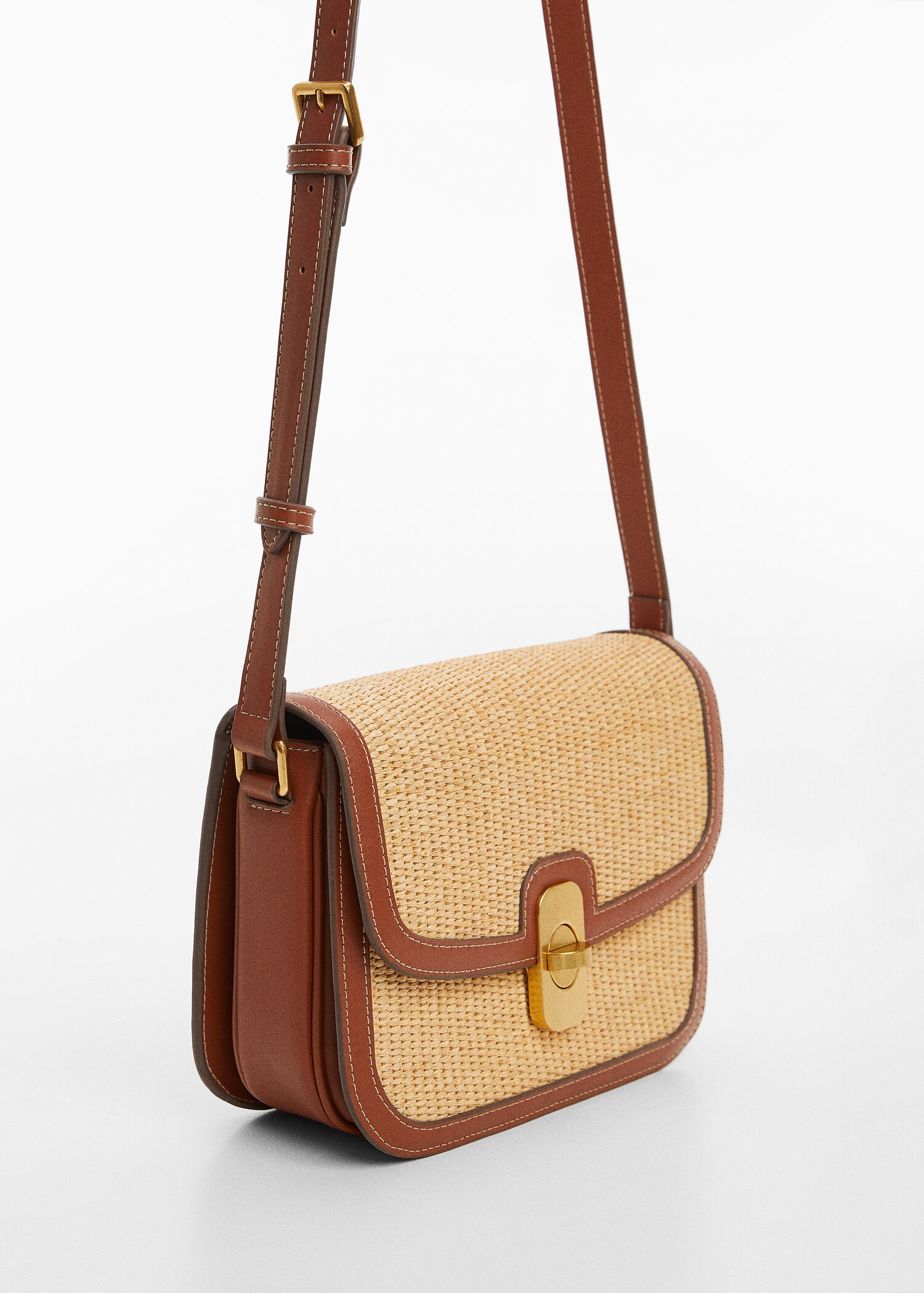 Umhängetasche mit Raffia-Effekt - Mittlere Ansicht