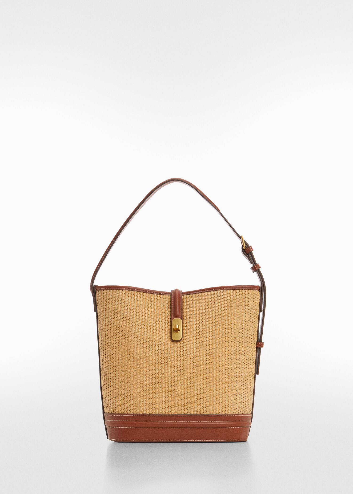 Raffia-effect bucket bag - Article without model