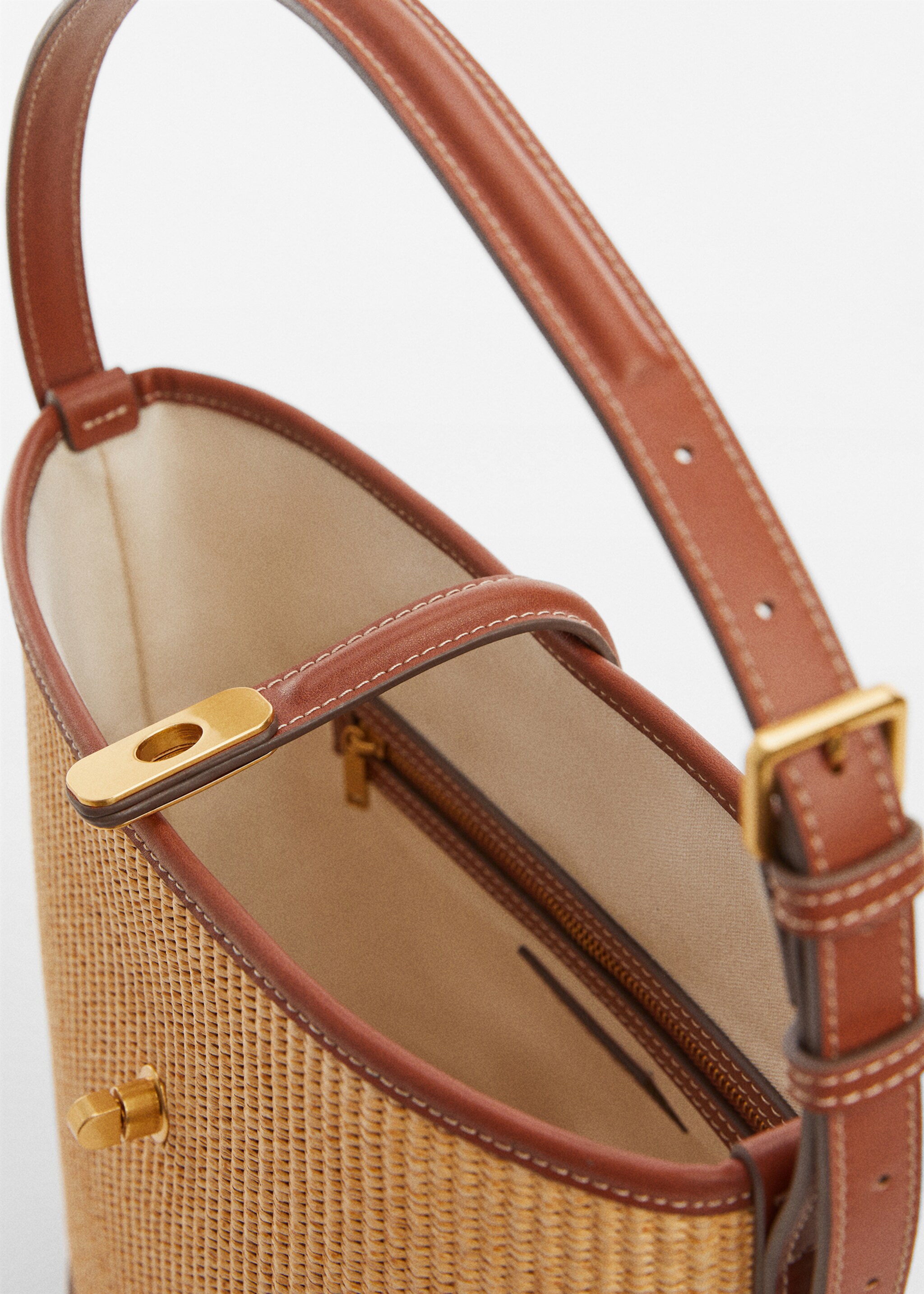 Raffia-effect bucket bag - Details of the article 1