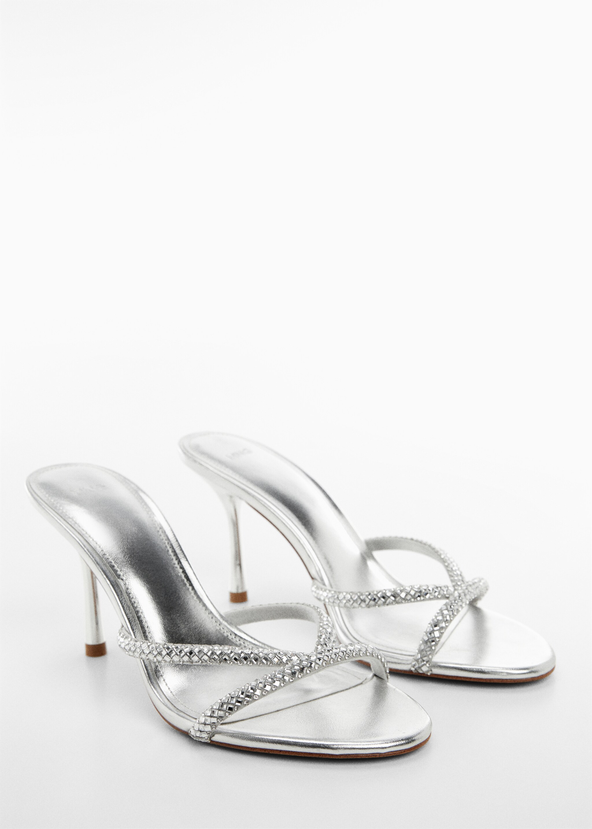 Strap rhinestone sandals - Medium plane, Silver. Ref: 67006339-00.