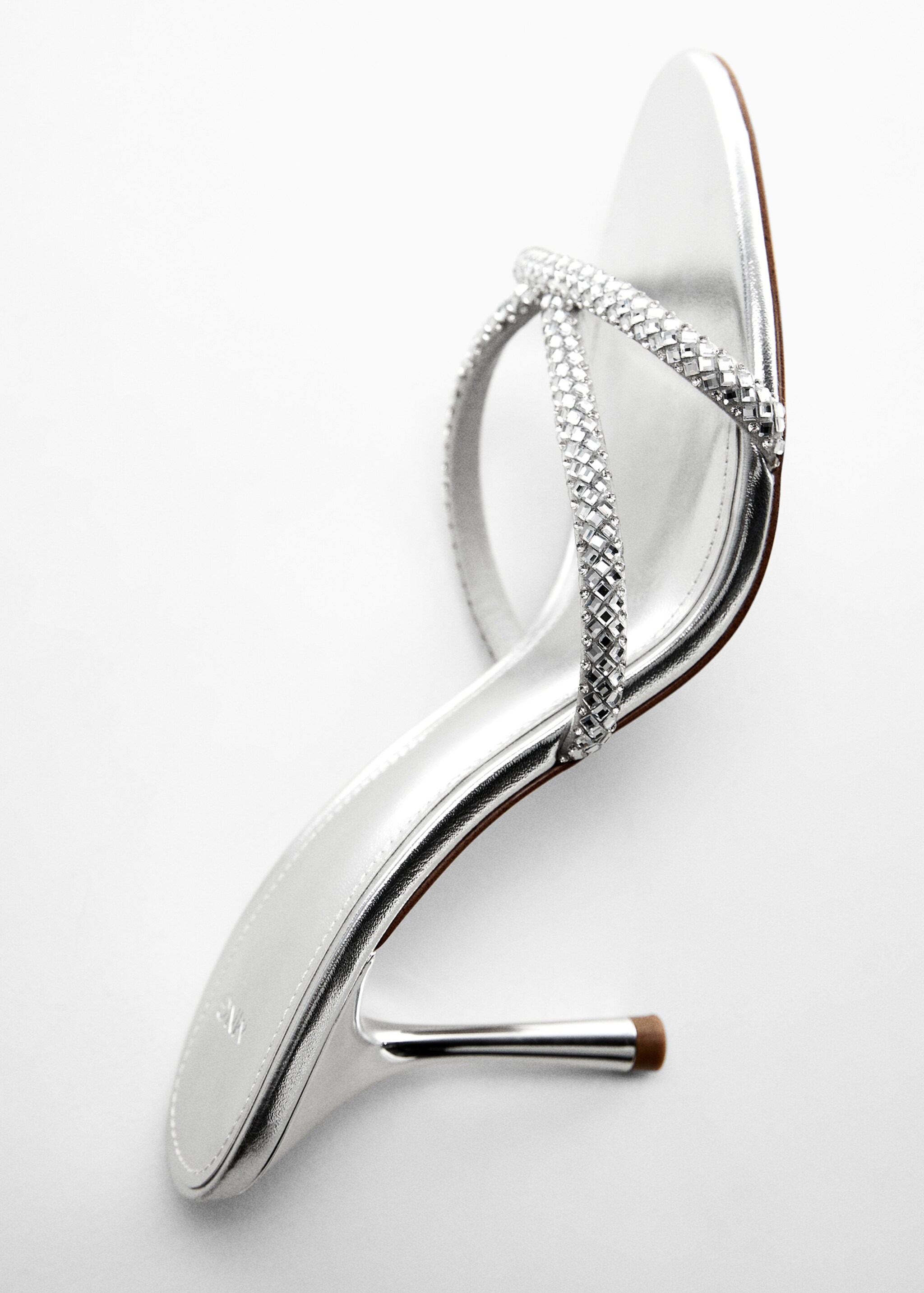 Strap rhinestone sandals - Details of the article 5, Silver. Ref: 67006339-00.