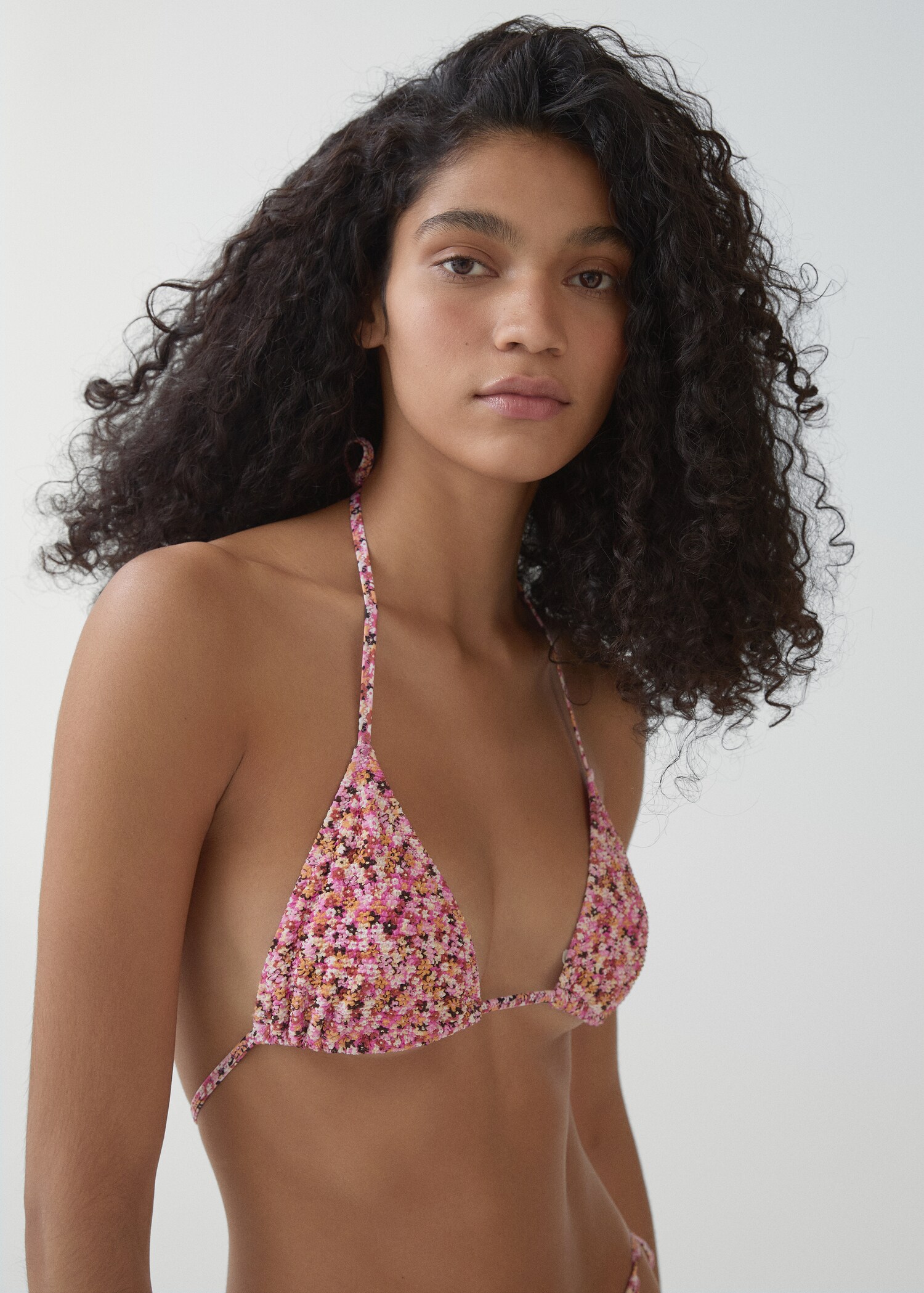 Floral triangular bikini top - Details of the article 1