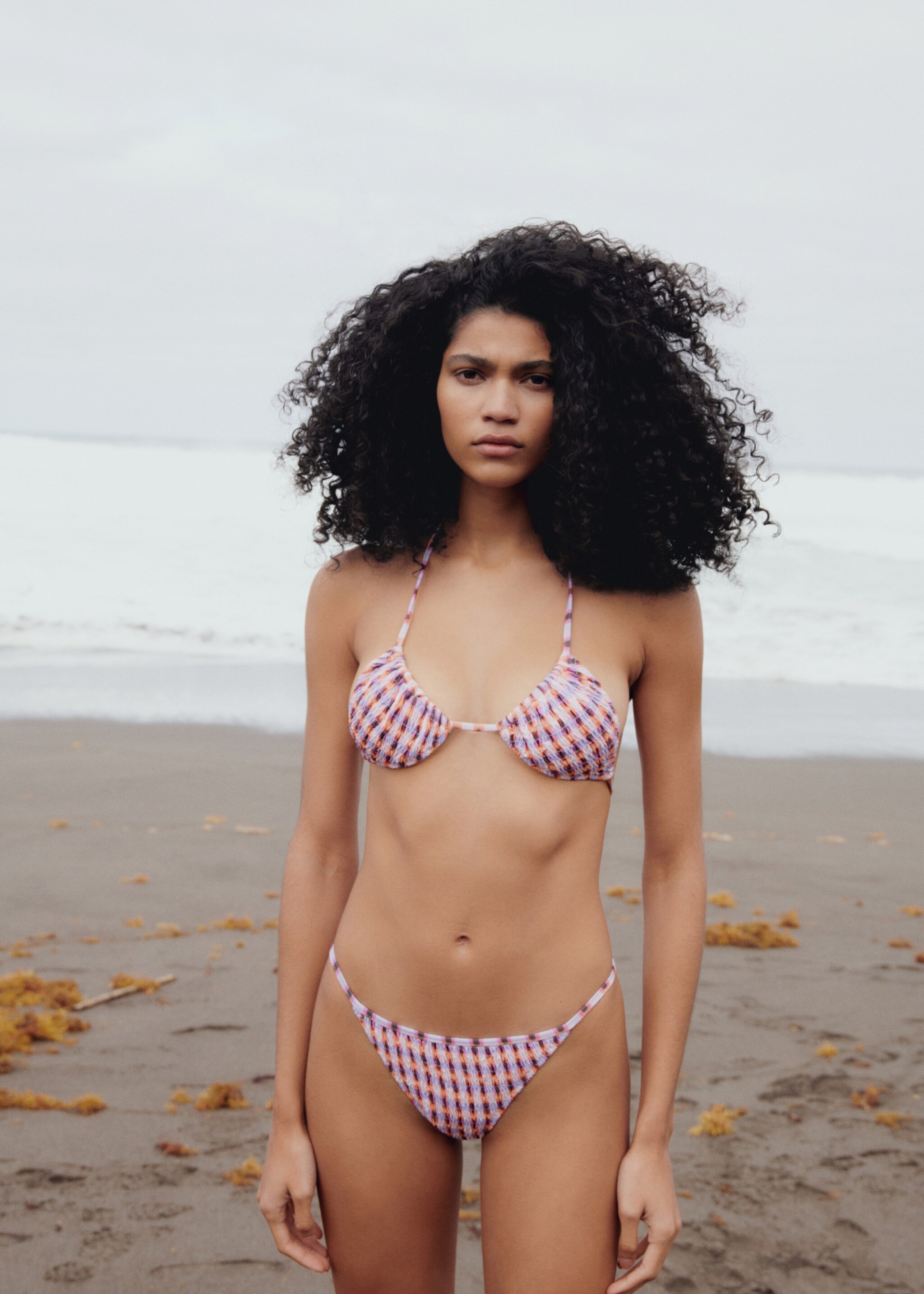 Printed bikini top - Details of the article 6, Lilac. Ref: 67006745-00.