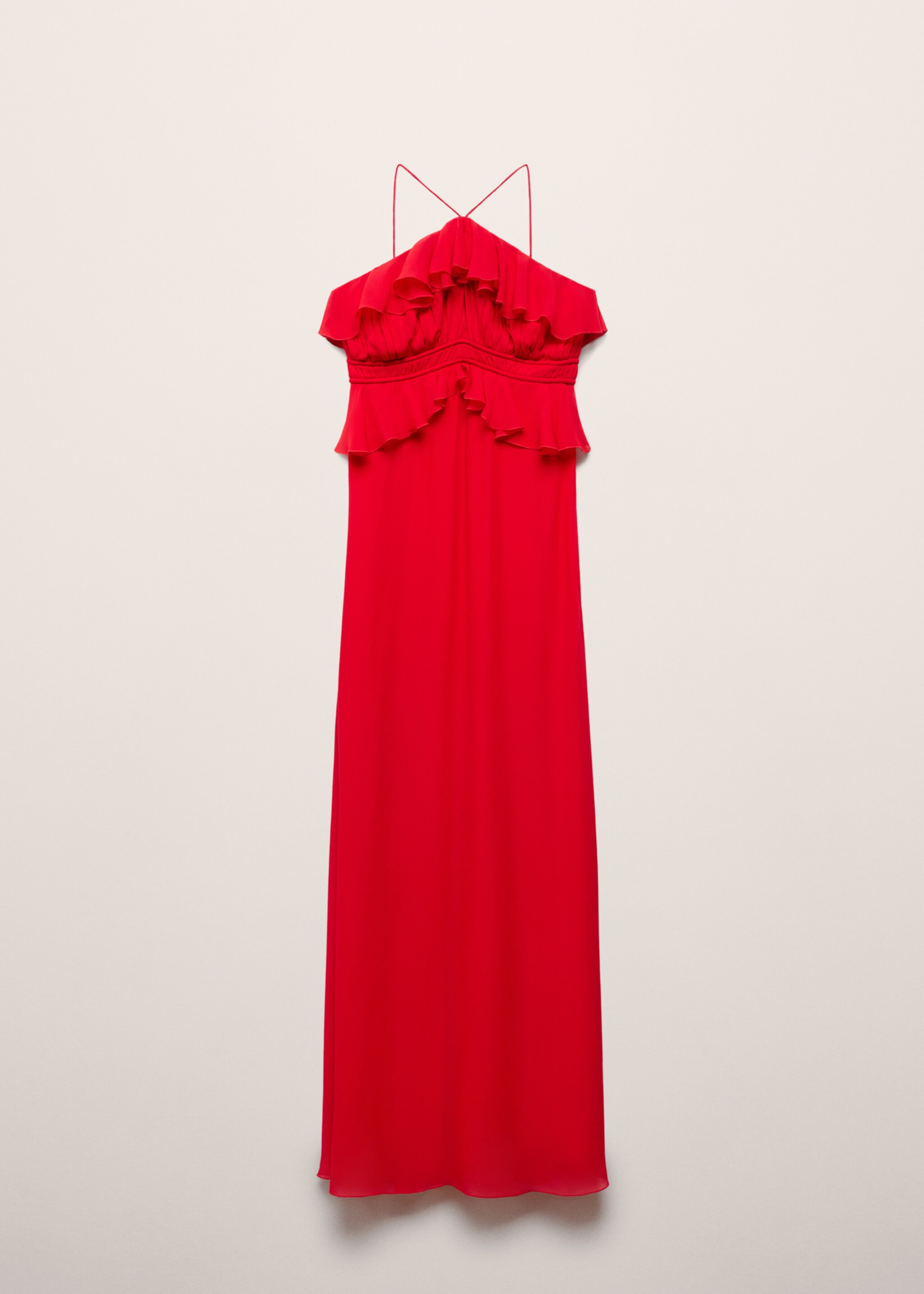 Vestido com decote halter e pormenor de folhos - Artigo sem modelo
