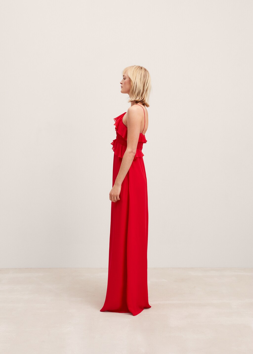 Halter-neck dress with ruffle detail - Women | MANGO OUTLET USA