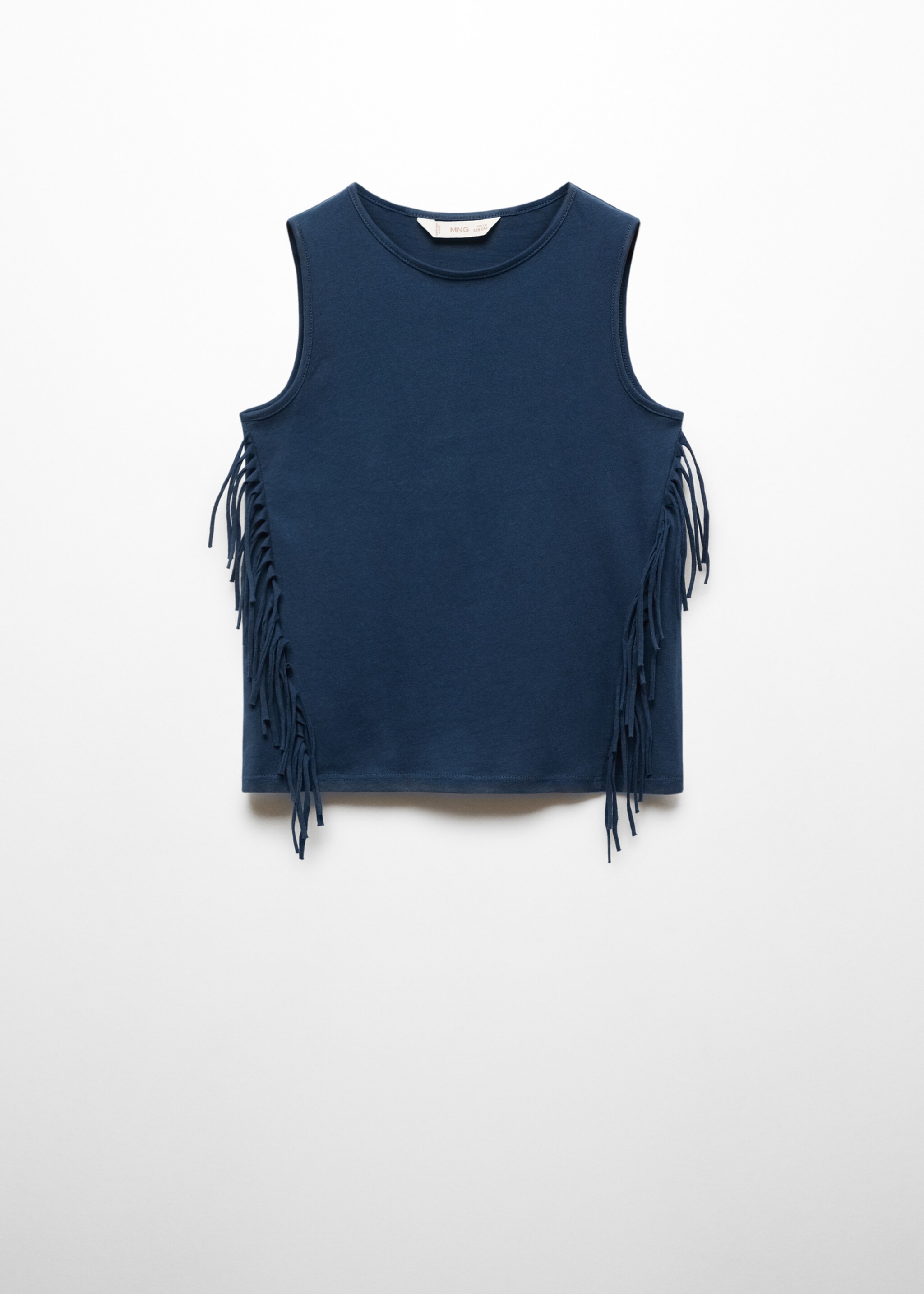 Fringe cotton T-shirt - Article without model, Dark Navy. Ref: 67007119-00.