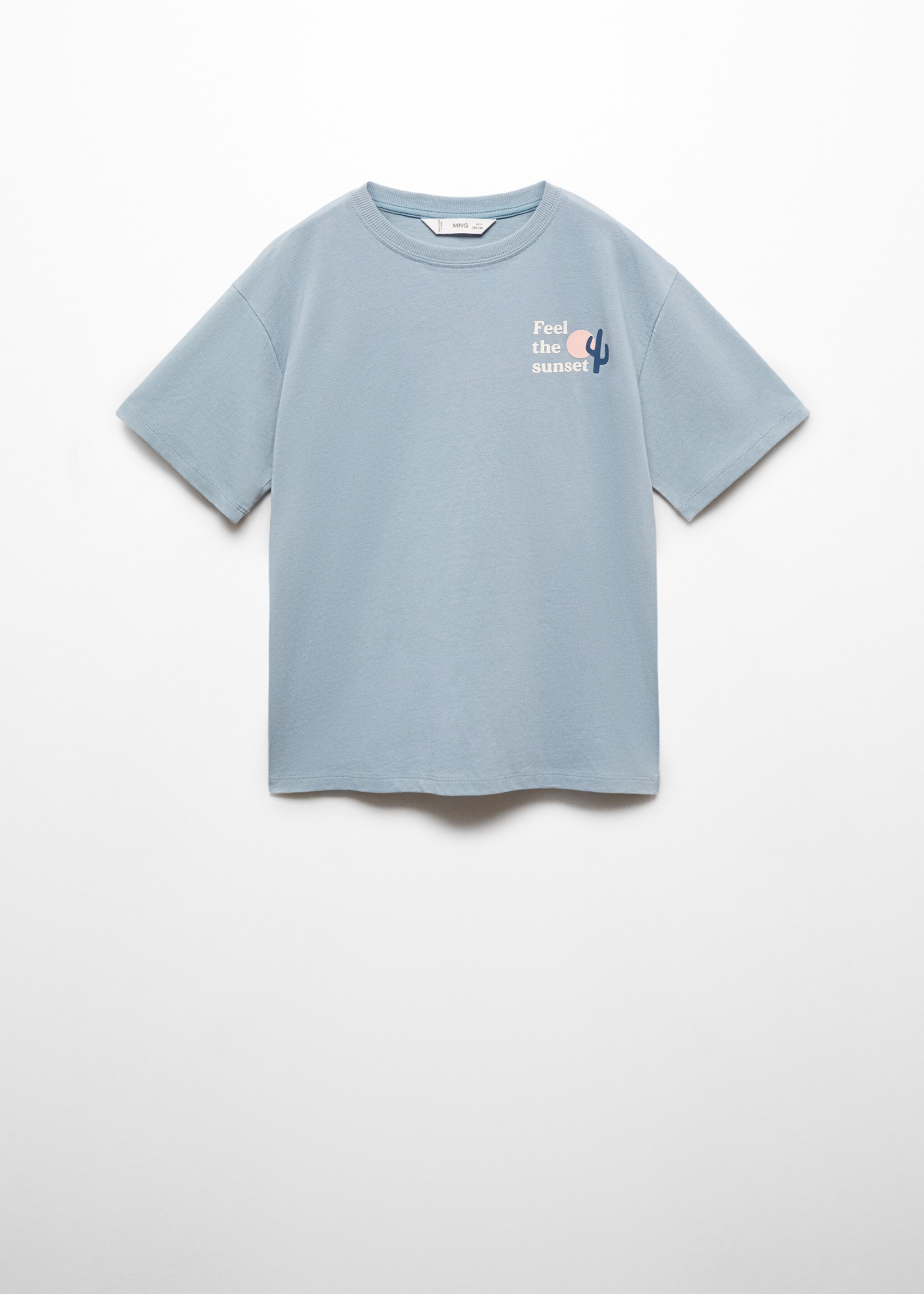 Printed cotton-blend T-shirt - Article without model, Blue. Ref: 67007121-00.