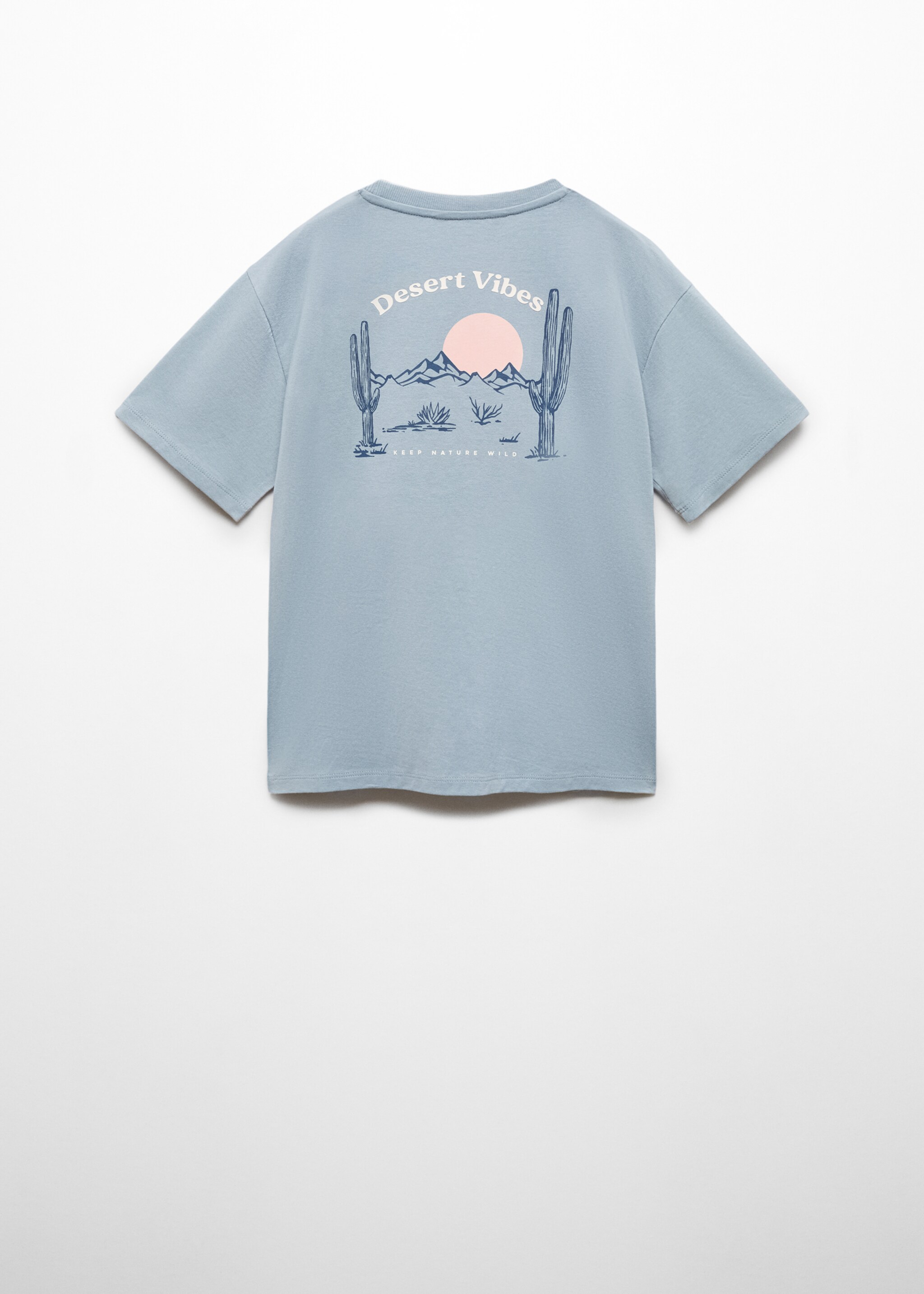 Printed cotton-blend T-shirt - Reverse of the article, Blue. Ref: 67007121-00.
