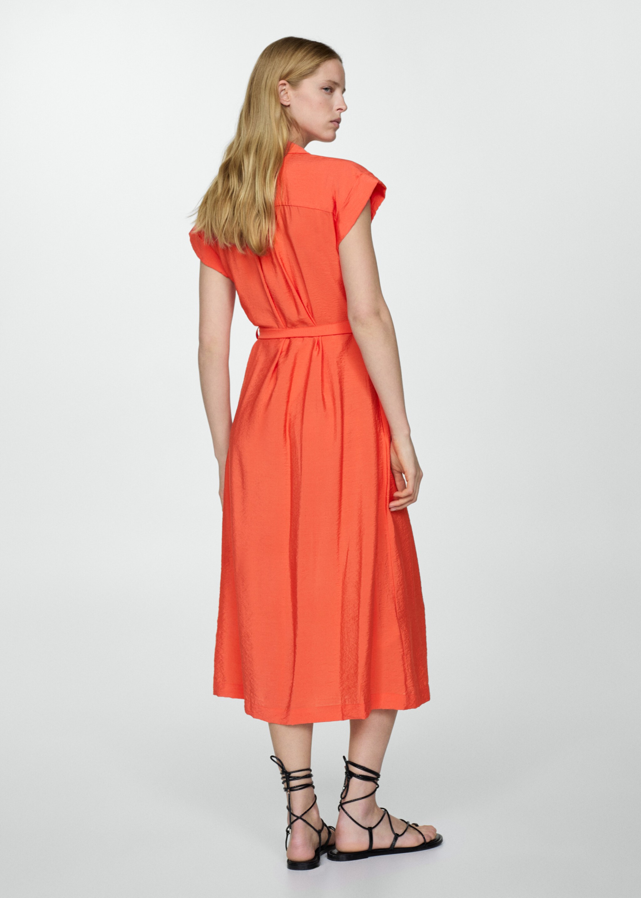 Textured shirt dress with bow - Reverse of the article